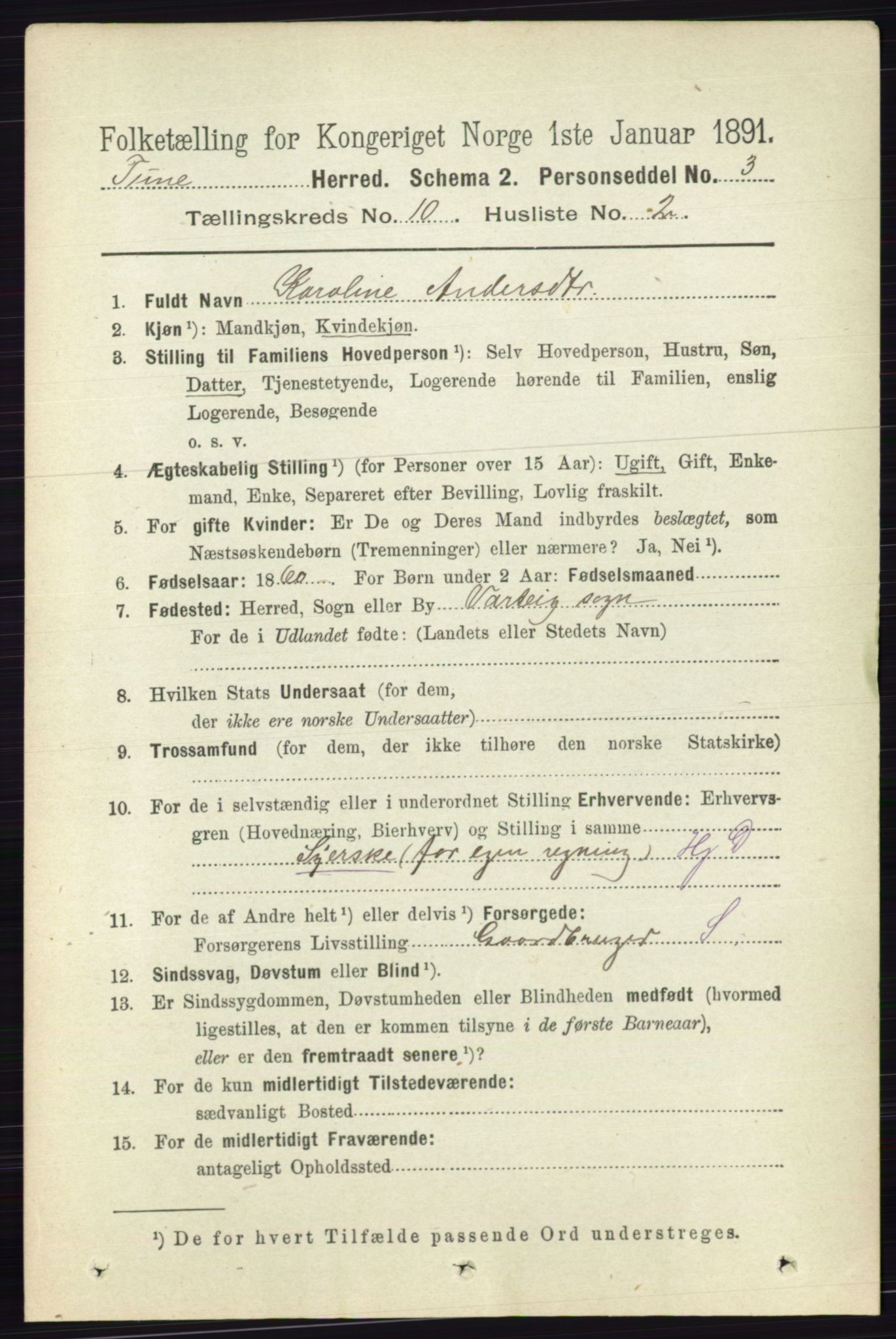 RA, 1891 census for 0130 Tune, 1891, p. 6566