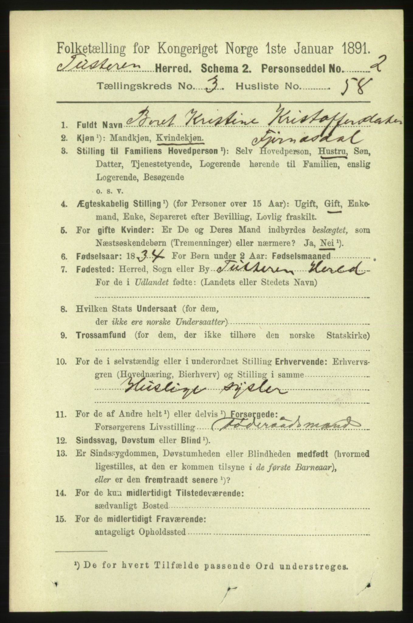 RA, 1891 census for 1572 Tustna, 1891, p. 1340