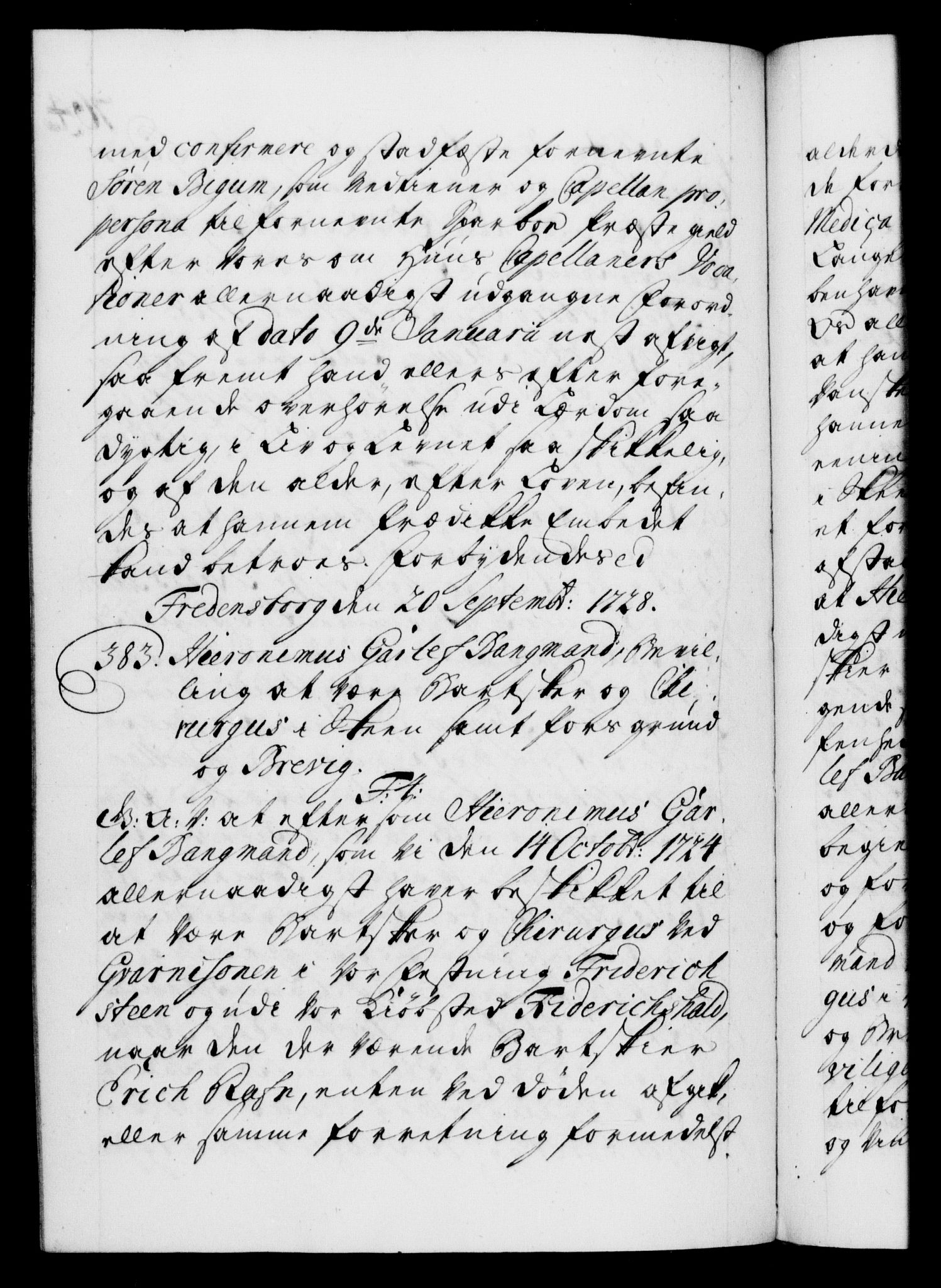 Danske Kanselli 1572-1799, AV/RA-EA-3023/F/Fc/Fca/Fcaa/L0025: Norske registre, 1726-1728, p. 764b