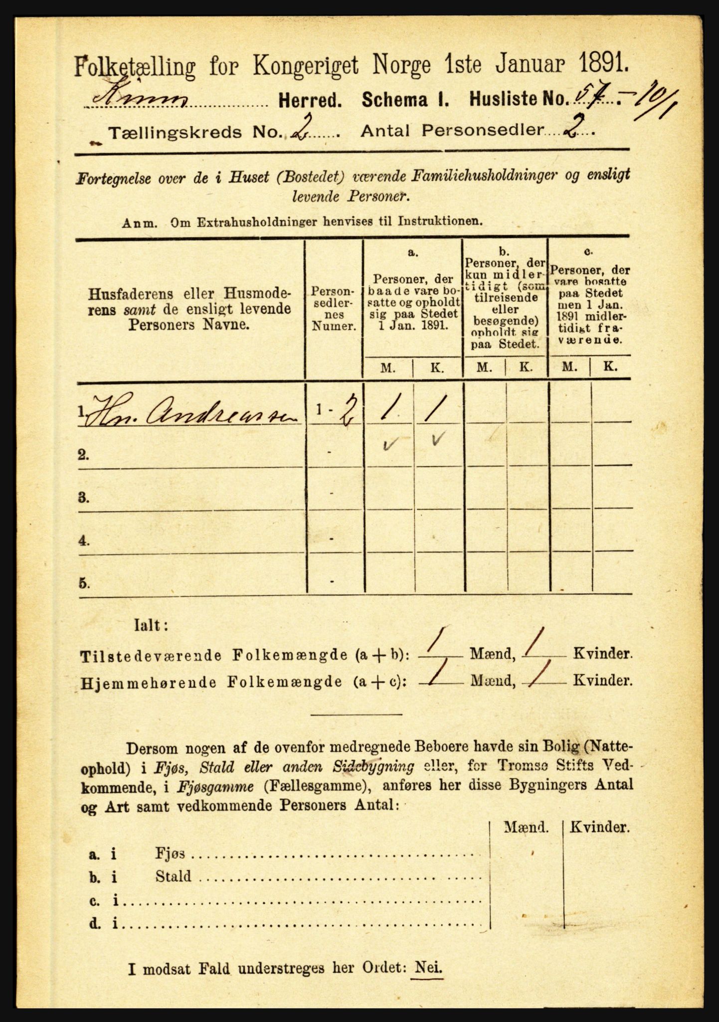 RA, 1891 census for 1437 Kinn, 1891, p. 533