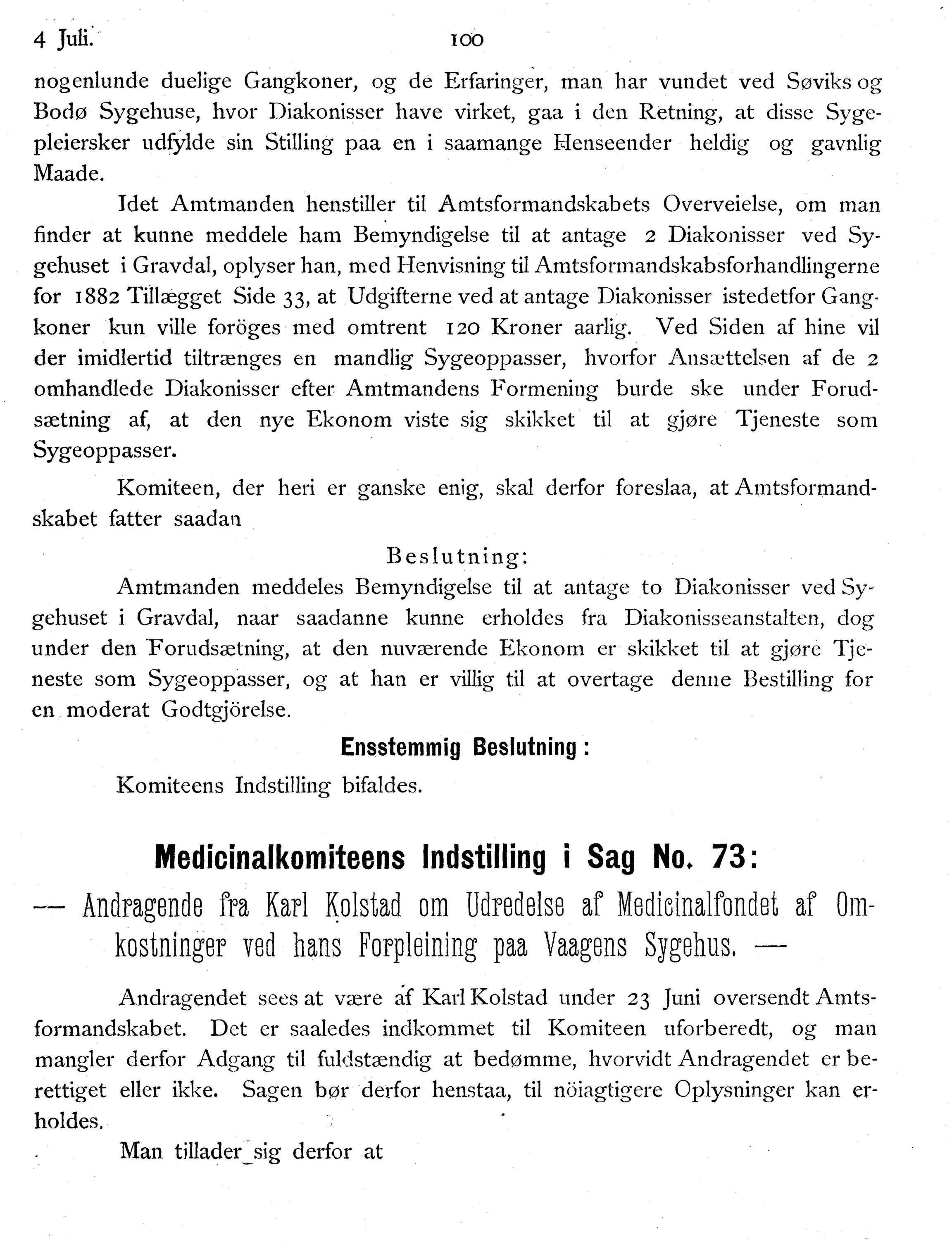 Nordland Fylkeskommune. Fylkestinget, AIN/NFK-17/176/A/Ac/L0014: Fylkestingsforhandlinger 1881-1885, 1881-1885