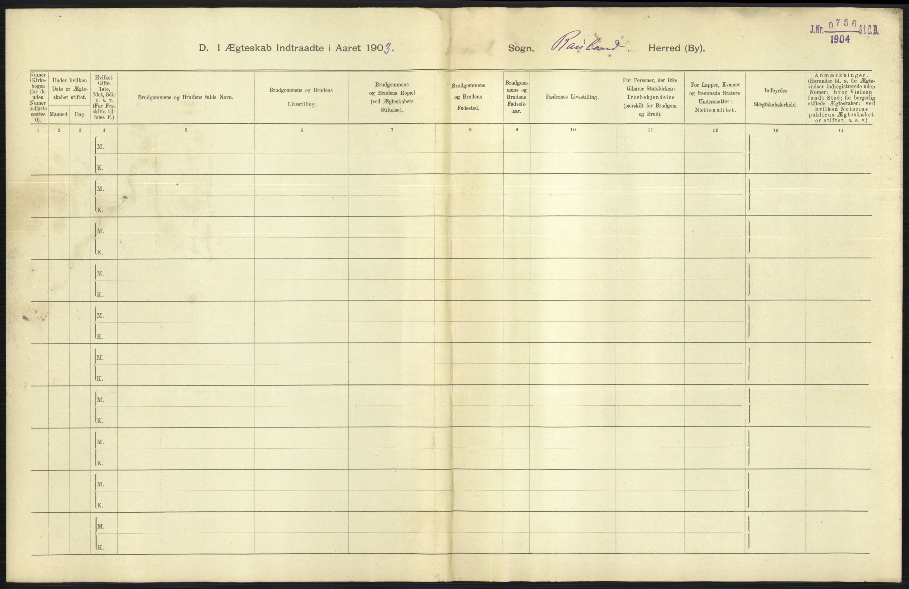 Statistisk sentralbyrå, Sosiodemografiske emner, Befolkning, AV/RA-S-2228/D/Df/Dfa/Dfaa/L0009: Bratsberg amt: Fødte, gifte, døde, 1903, p. 359