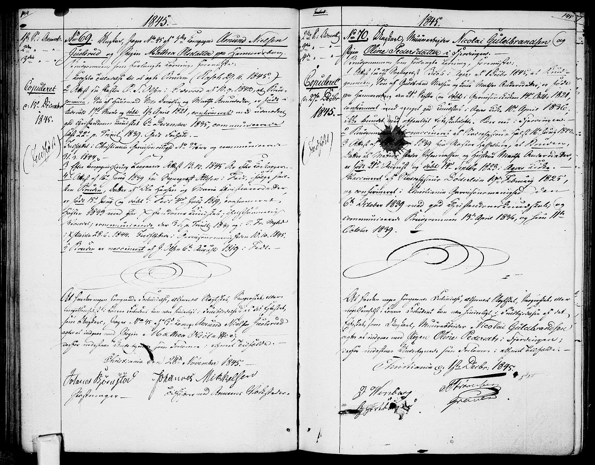 Garnisonsmenigheten Kirkebøker, AV/SAO-A-10846/H/Ha/L0005: Banns register no. I 5, 1844-1856, p. 144-145