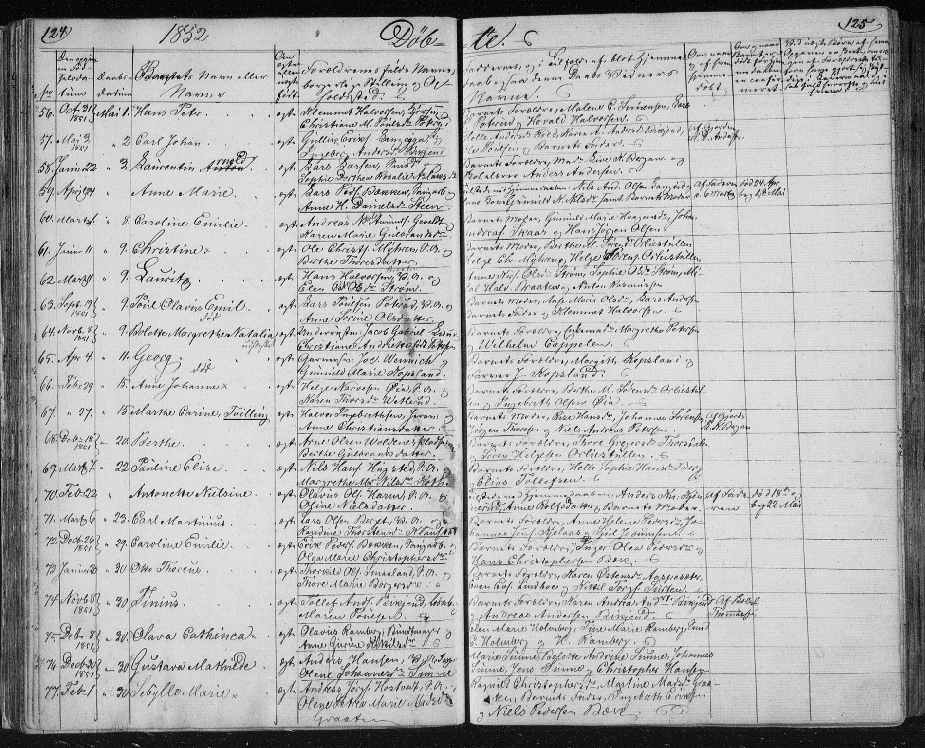 Kongsberg kirkebøker, AV/SAKO-A-22/F/Fa/L0009: Parish register (official) no. I 9, 1839-1858, p. 124-125