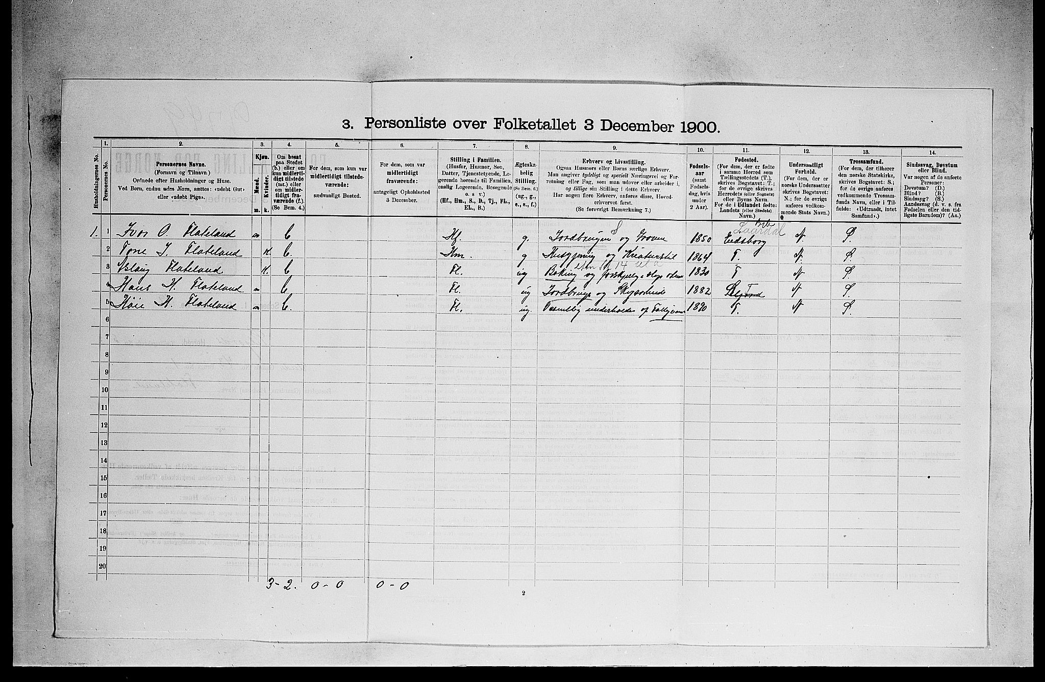 SAKO, 1900 census for Seljord, 1900, p. 505