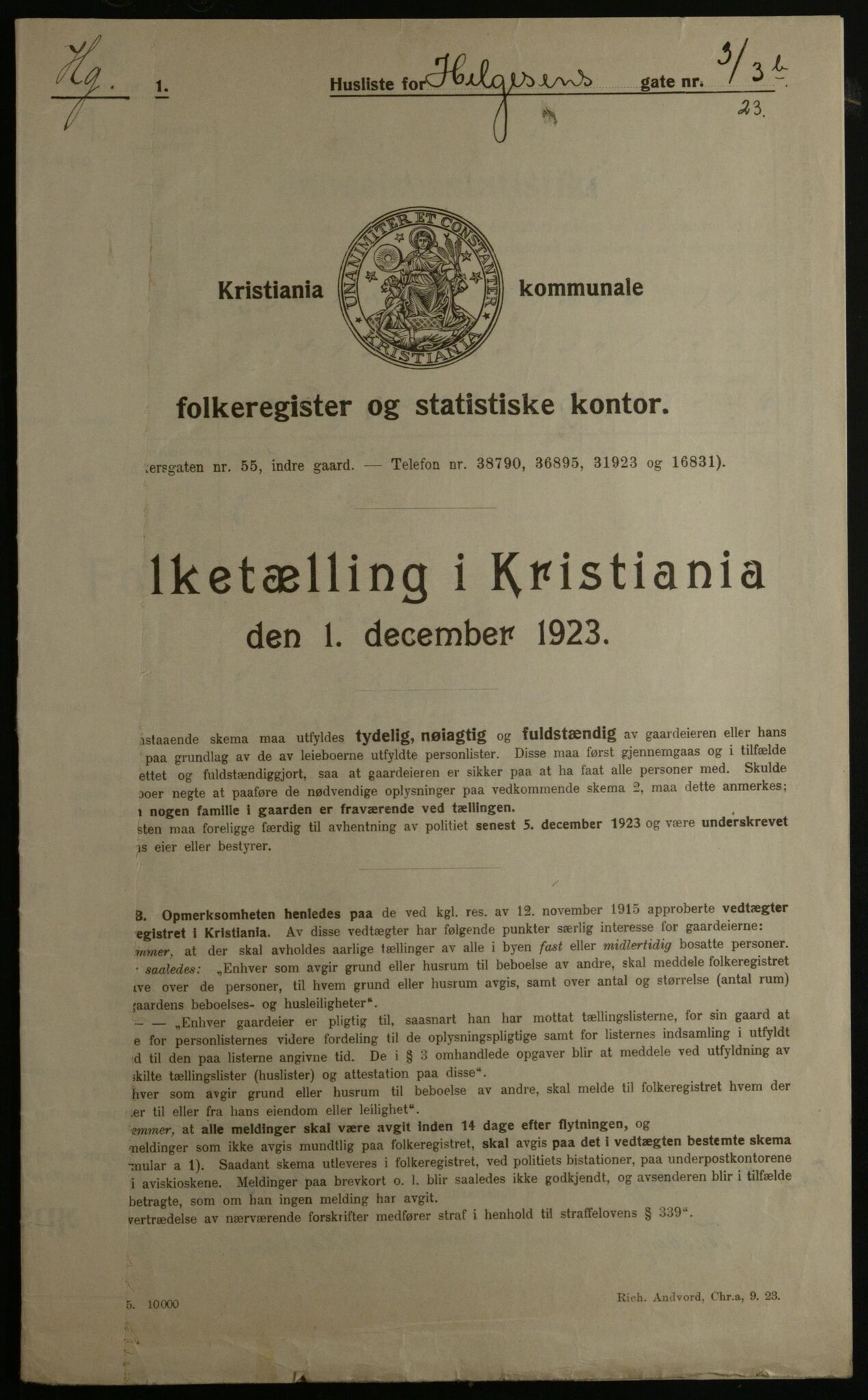 OBA, Municipal Census 1923 for Kristiania, 1923, p. 42175