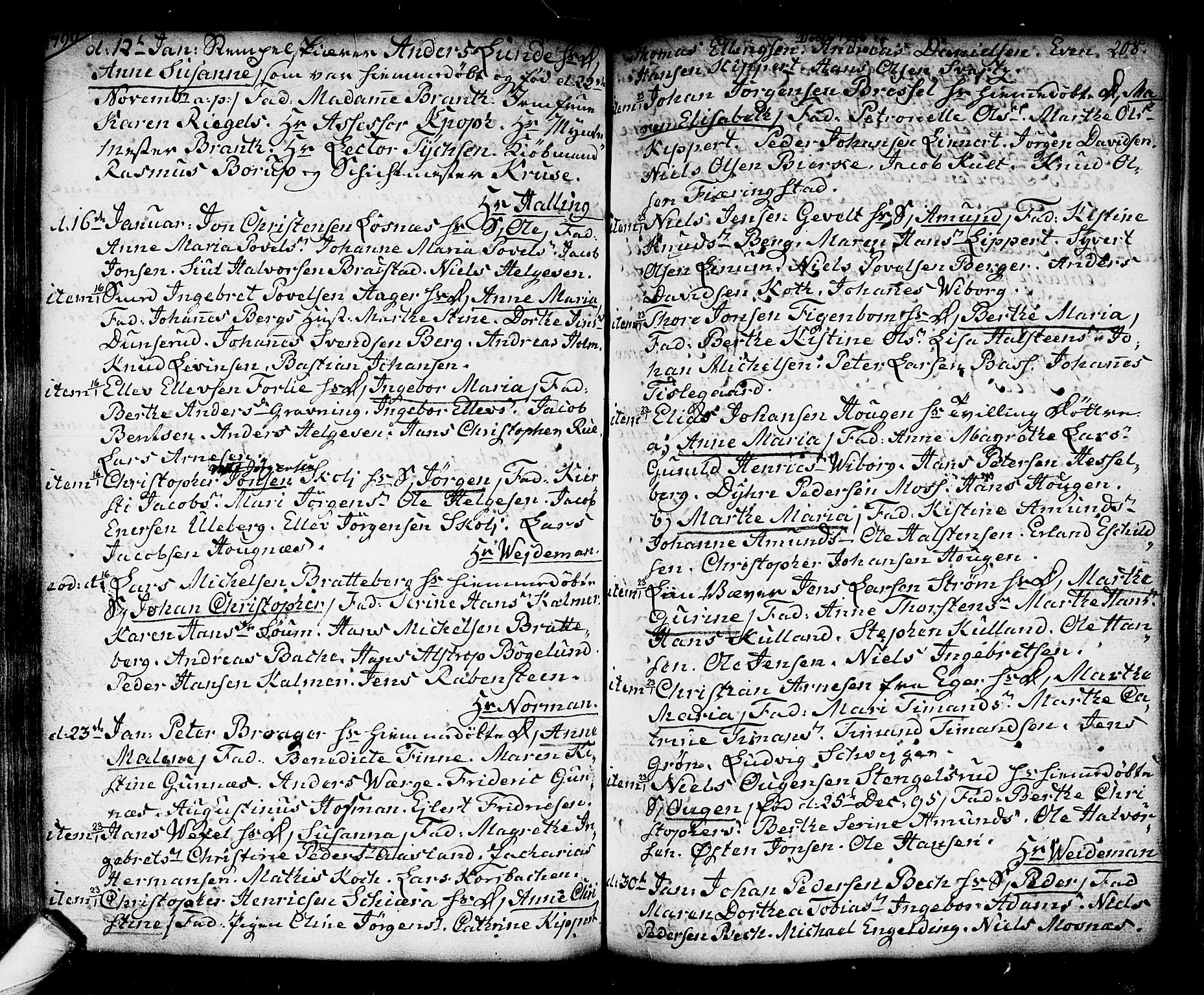 Kongsberg kirkebøker, SAKO/A-22/F/Fa/L0006: Parish register (official) no. I 6, 1783-1797, p. 208