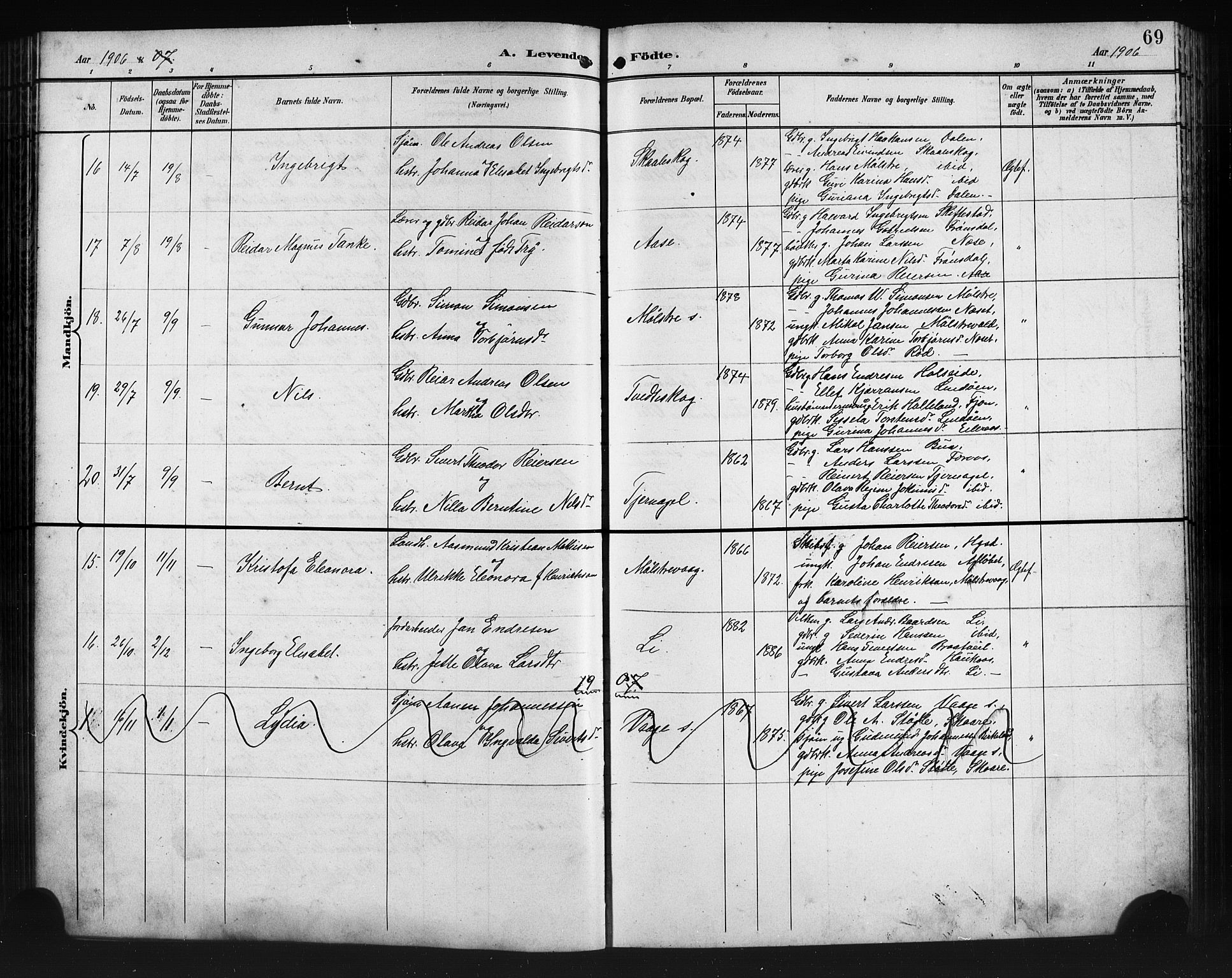Sveio Sokneprestembete, AV/SAB-A-78501/H/Hab: Parish register (copy) no. A 4, 1897-1911, p. 69