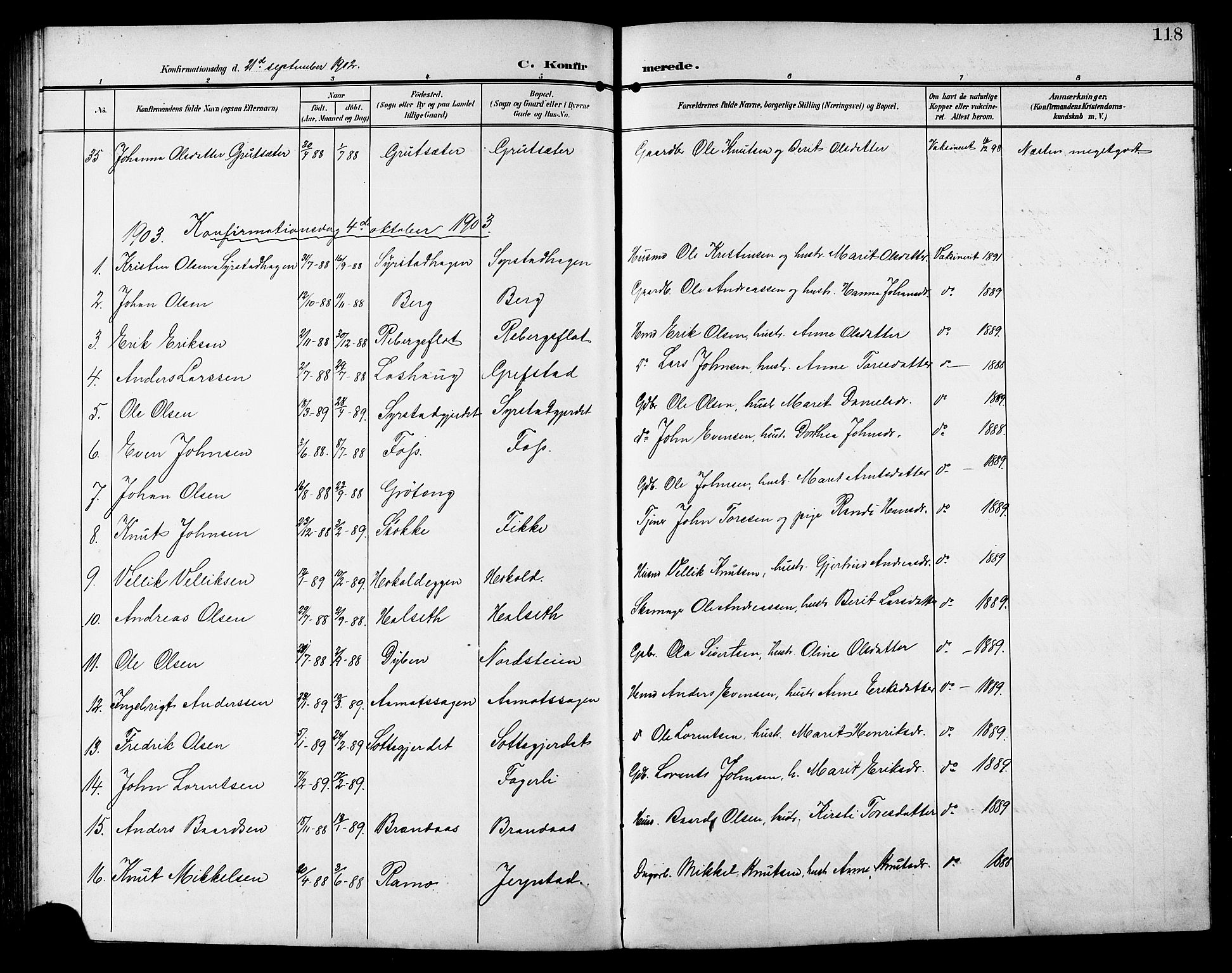Ministerialprotokoller, klokkerbøker og fødselsregistre - Sør-Trøndelag, SAT/A-1456/672/L0864: Parish register (copy) no. 672C03, 1902-1914, p. 118