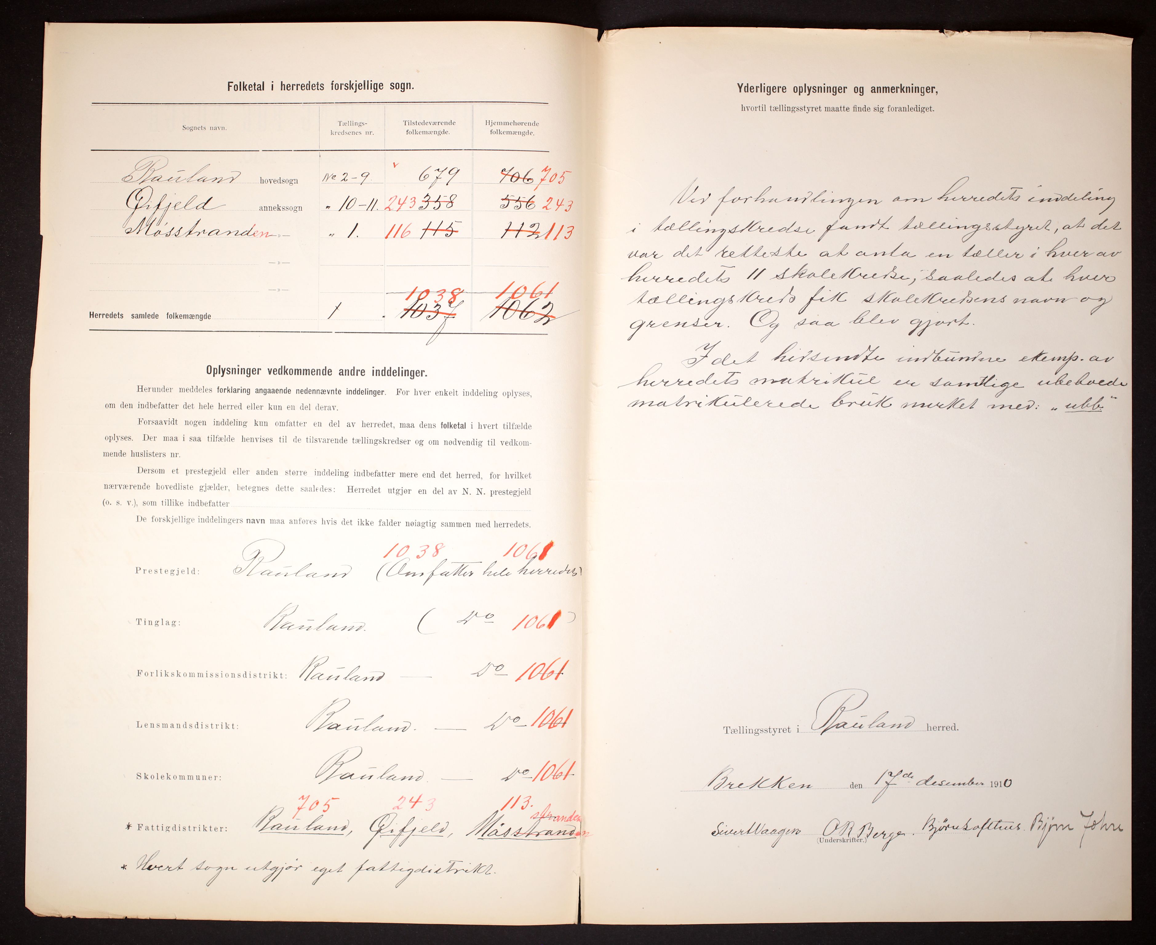 RA, 1910 census for Rauland, 1910, p. 3