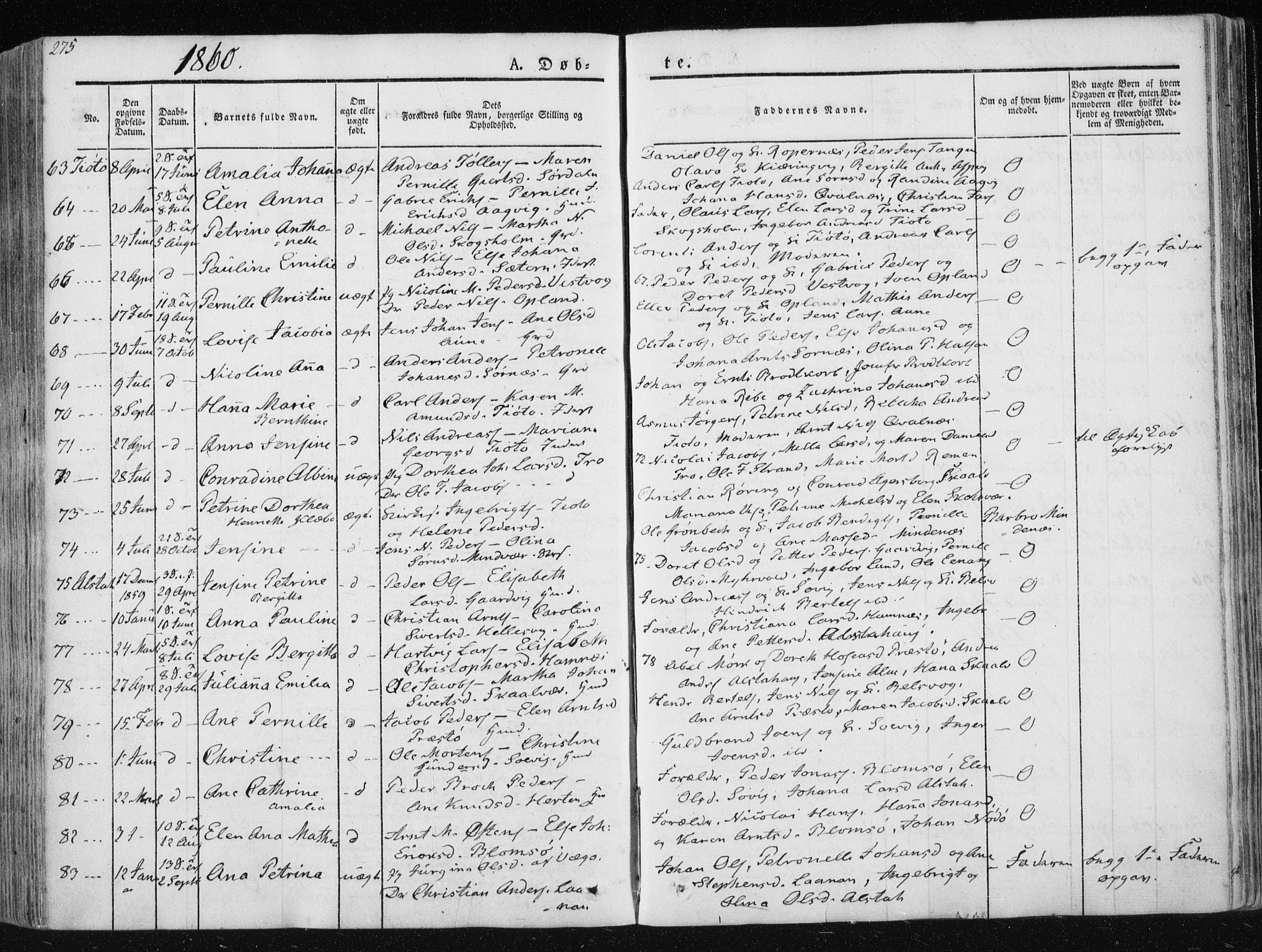 Ministerialprotokoller, klokkerbøker og fødselsregistre - Nordland, SAT/A-1459/830/L0446: Parish register (official) no. 830A10, 1831-1865, p. 275