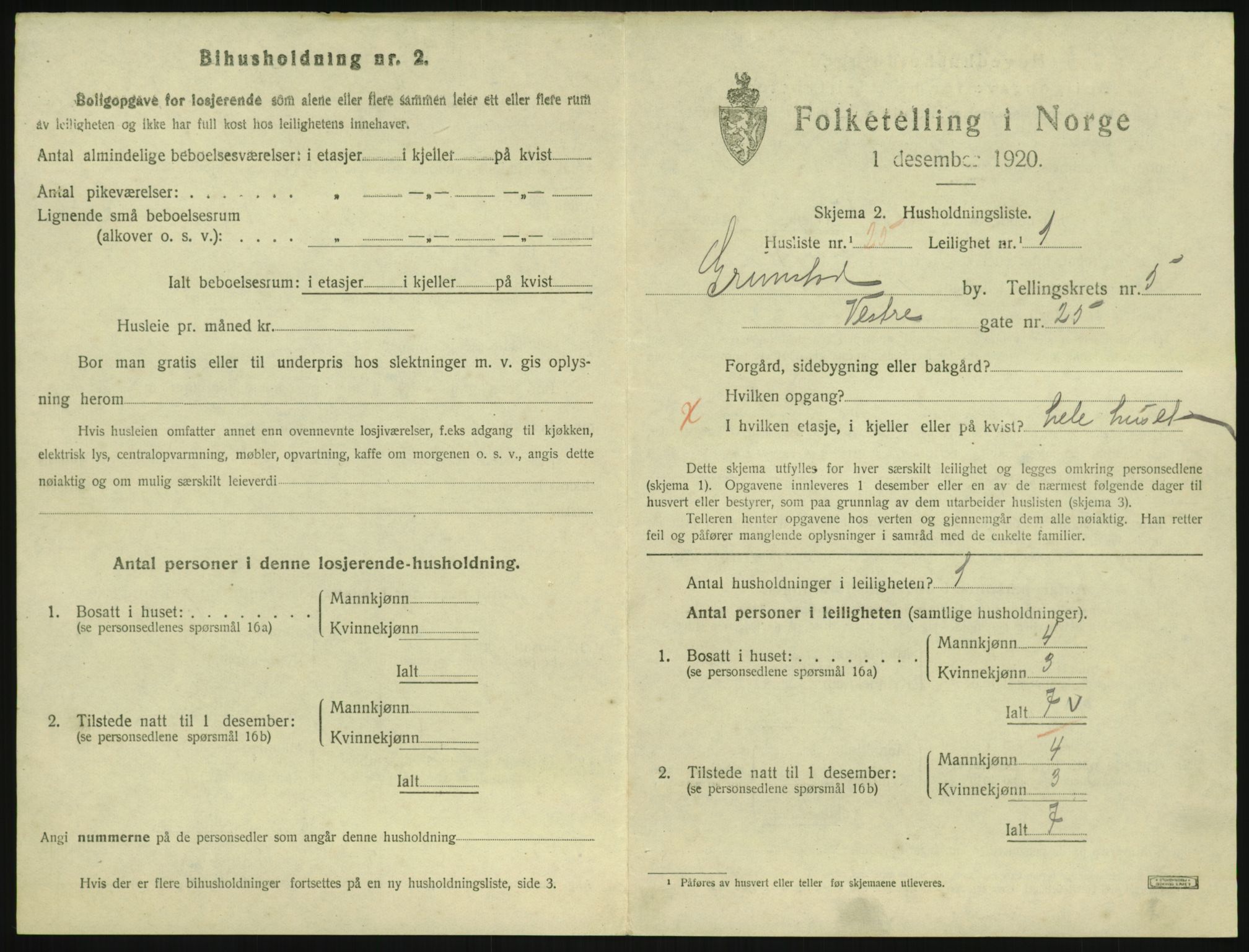 SAK, 1920 census for Grimstad, 1920, p. 2149