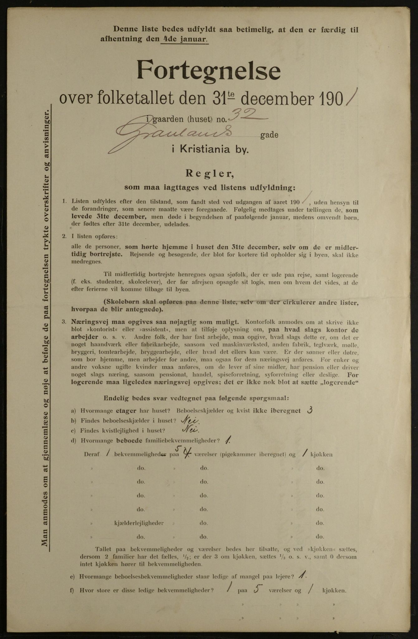 OBA, Municipal Census 1901 for Kristiania, 1901, p. 5106