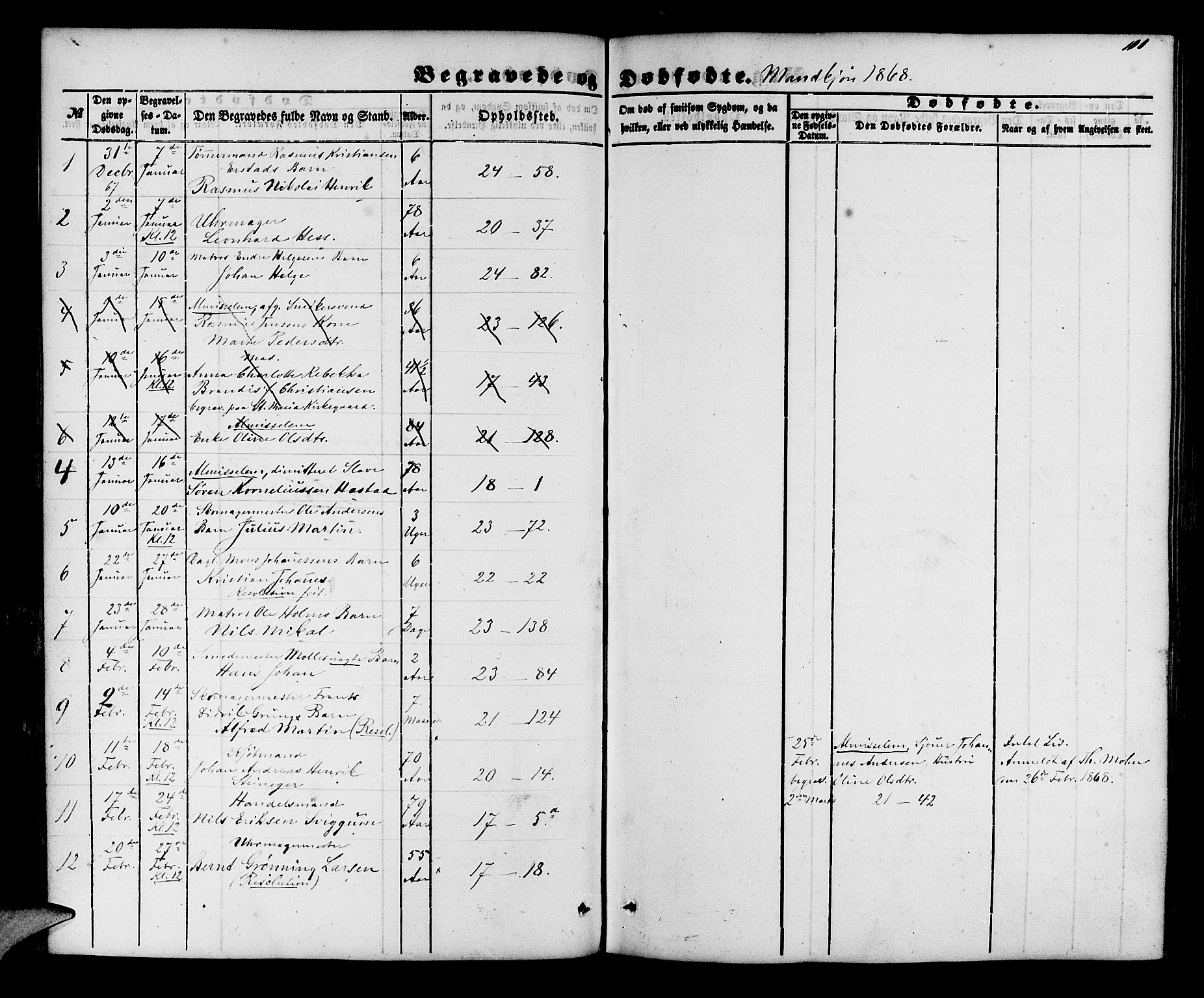 Korskirken sokneprestembete, AV/SAB-A-76101/H/Hab: Parish register (copy) no. E 2, 1851-1871, p. 111