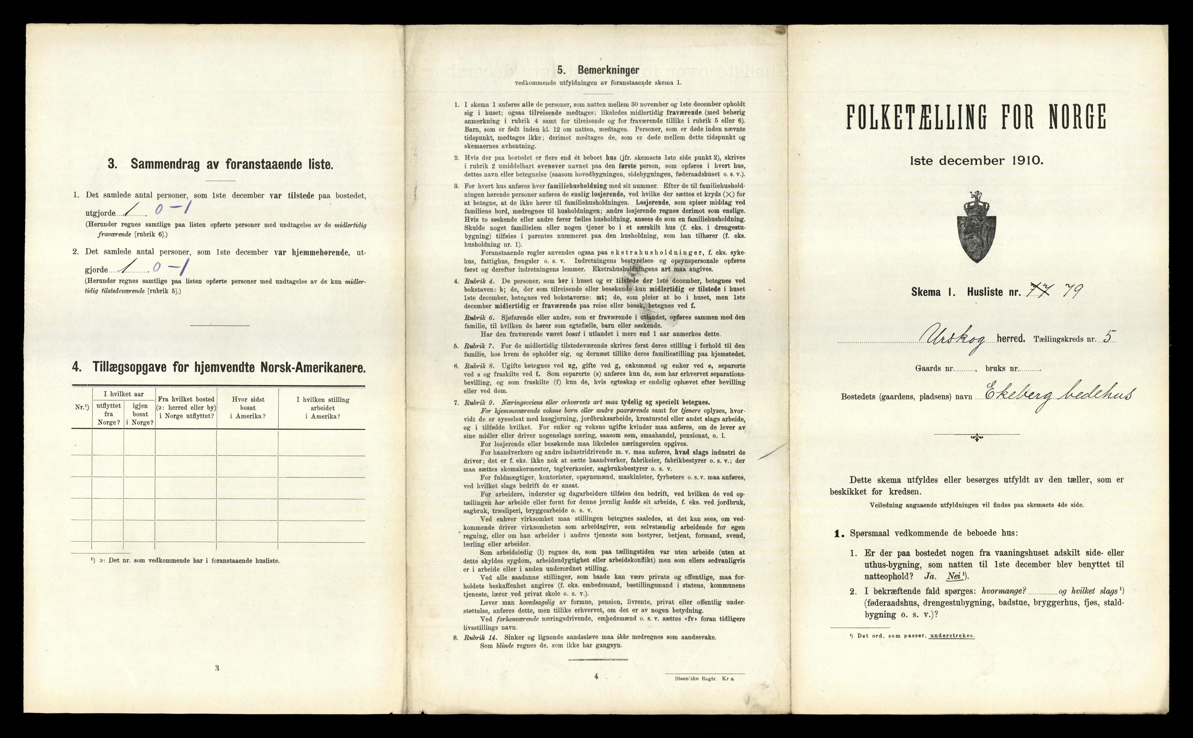 RA, 1910 census for Aurskog, 1910, p. 1049