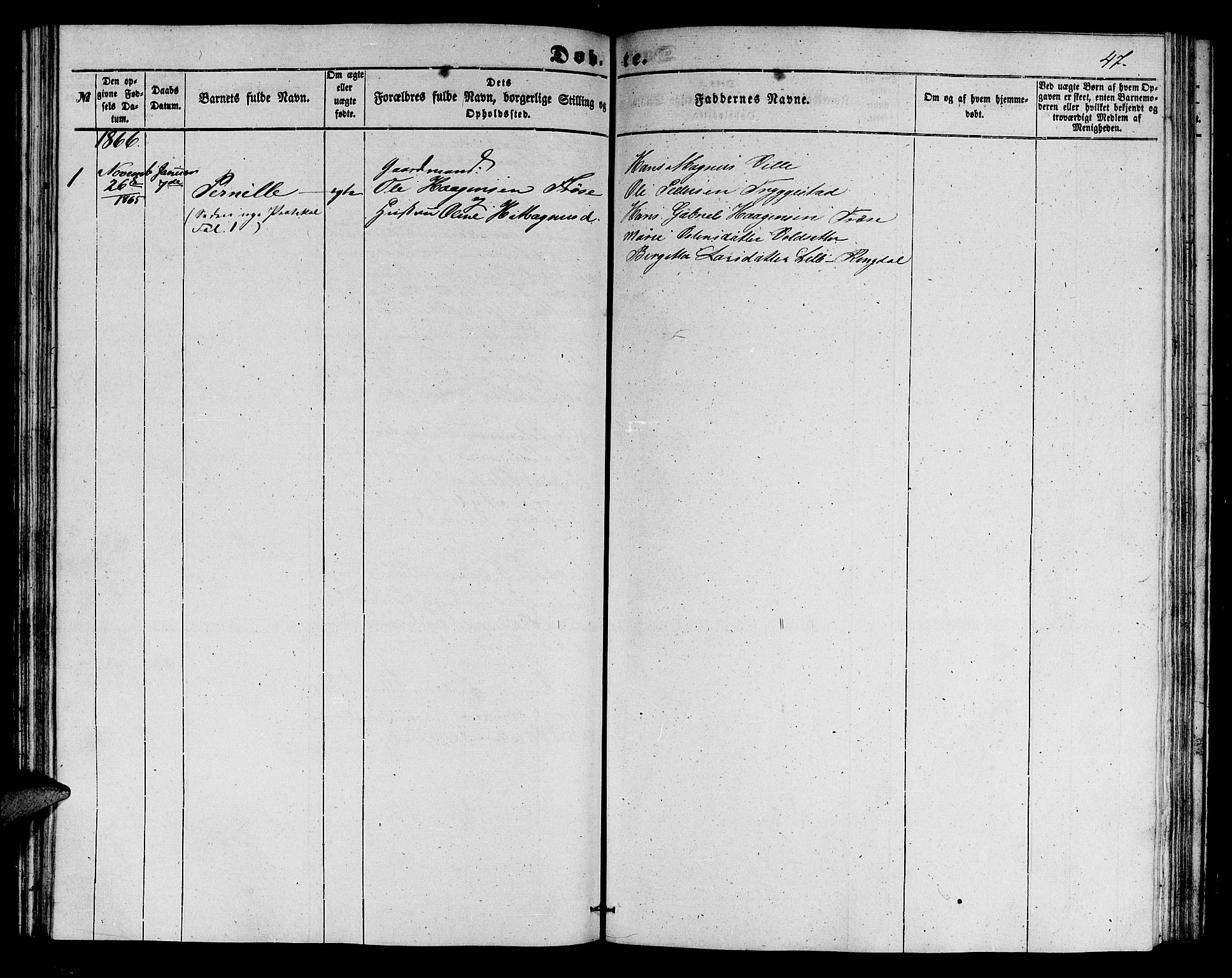 Ministerialprotokoller, klokkerbøker og fødselsregistre - Møre og Romsdal, SAT/A-1454/517/L0228: Parish register (copy) no. 517C01, 1854-1865, p. 47