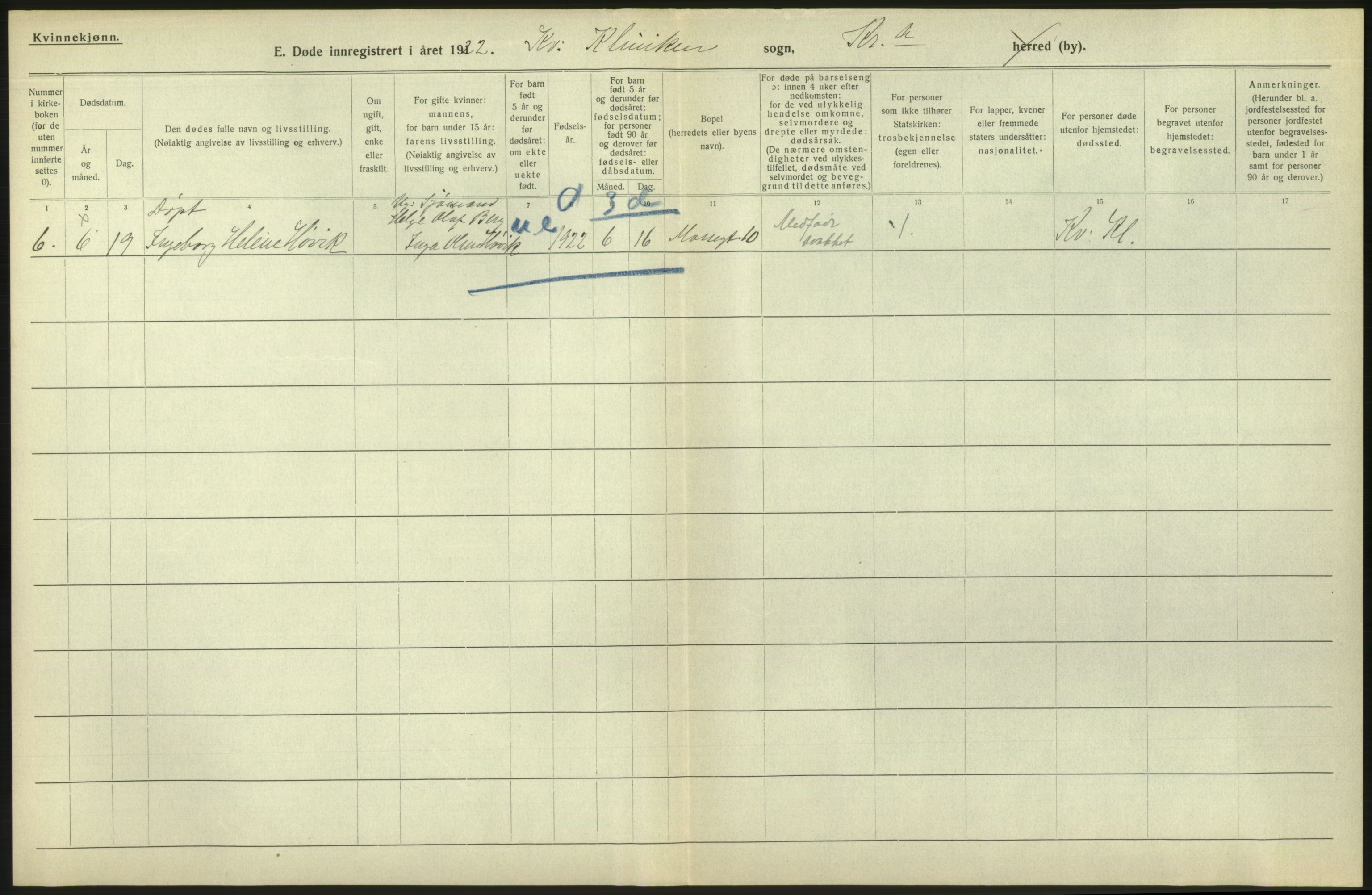 Statistisk sentralbyrå, Sosiodemografiske emner, Befolkning, AV/RA-S-2228/D/Df/Dfc/Dfcb/L0010: Kristiania: Døde, dødfødte, 1922, p. 618