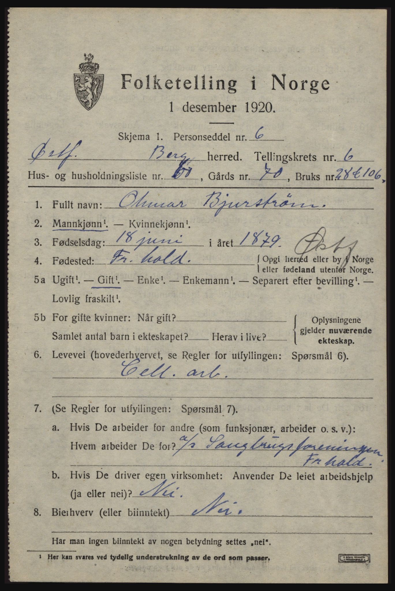 SAO, 1920 census for Berg, 1920, p. 11235