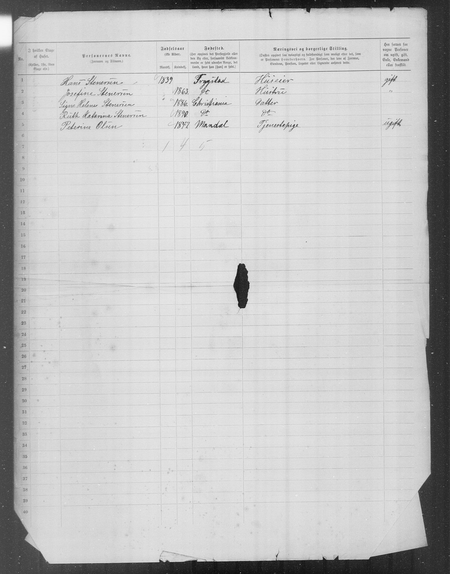 OBA, Municipal Census 1899 for Kristiania, 1899, p. 15719