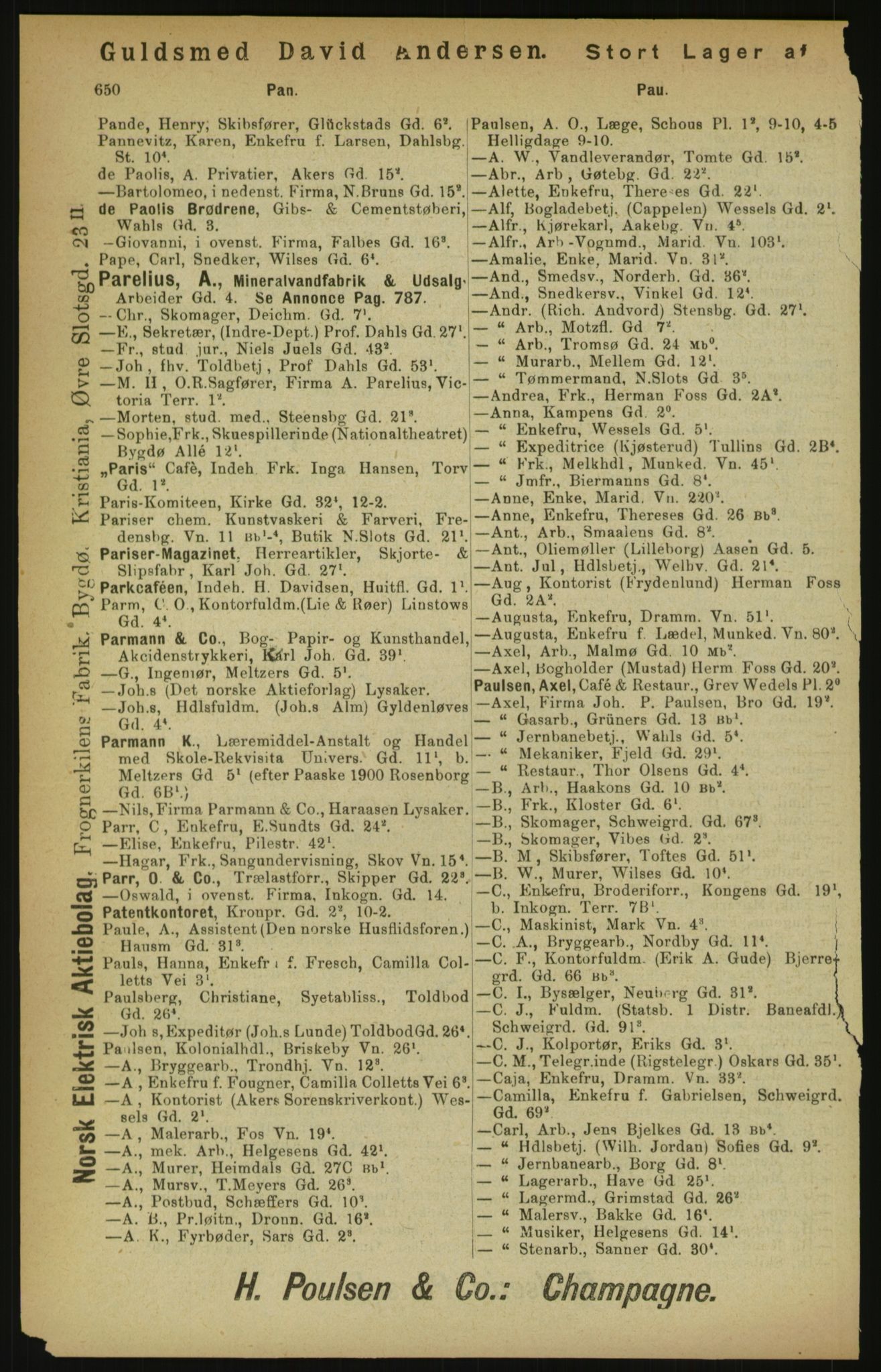 Kristiania/Oslo adressebok, PUBL/-, 1900, p. 650