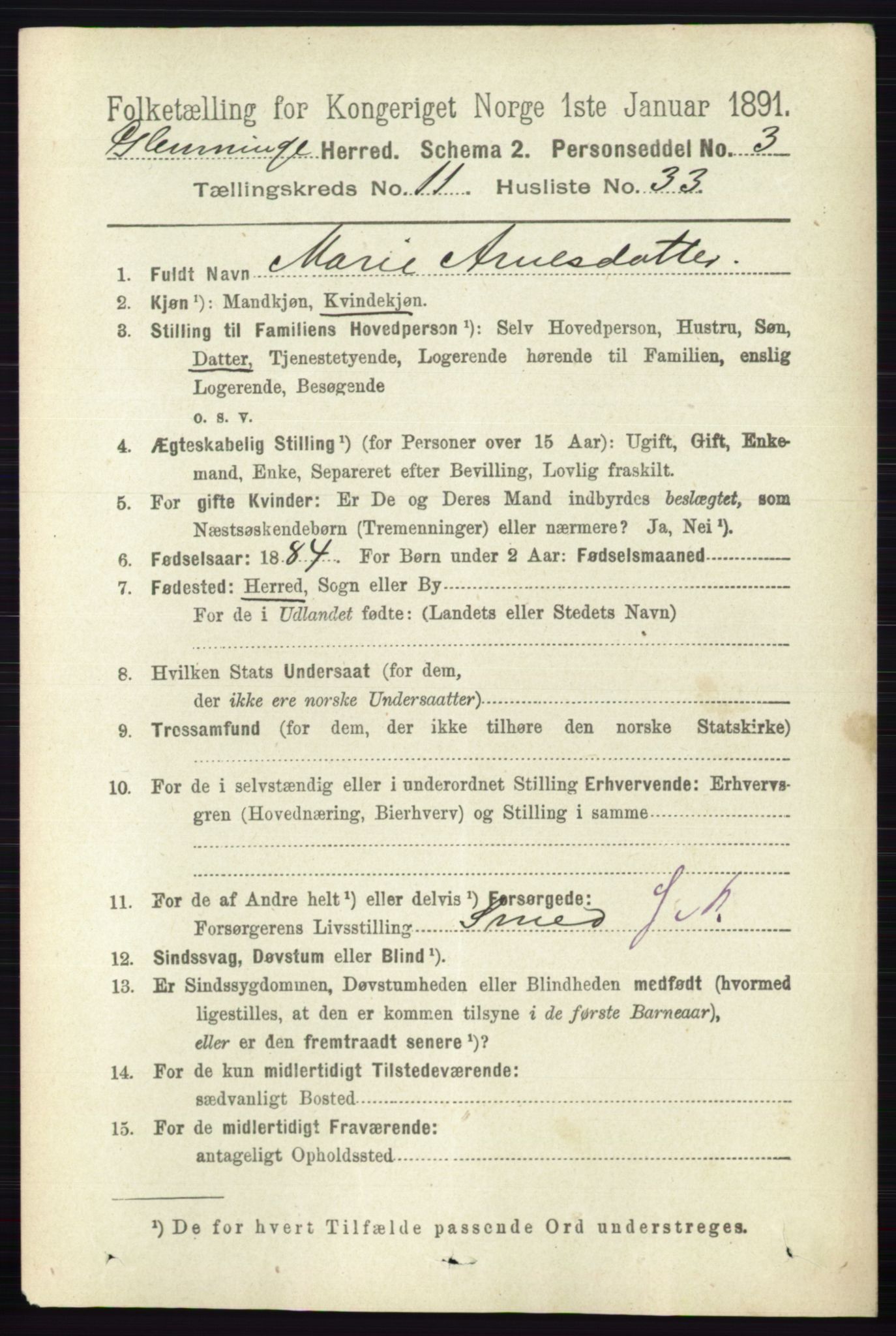 RA, 1891 census for 0132 Glemmen, 1891, p. 10786