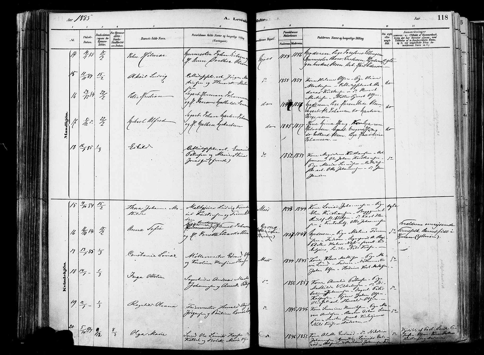 Moss prestekontor Kirkebøker, AV/SAO-A-2003/F/Fb/L0001: Parish register (official) no. II 1, 1878-1886, p. 118