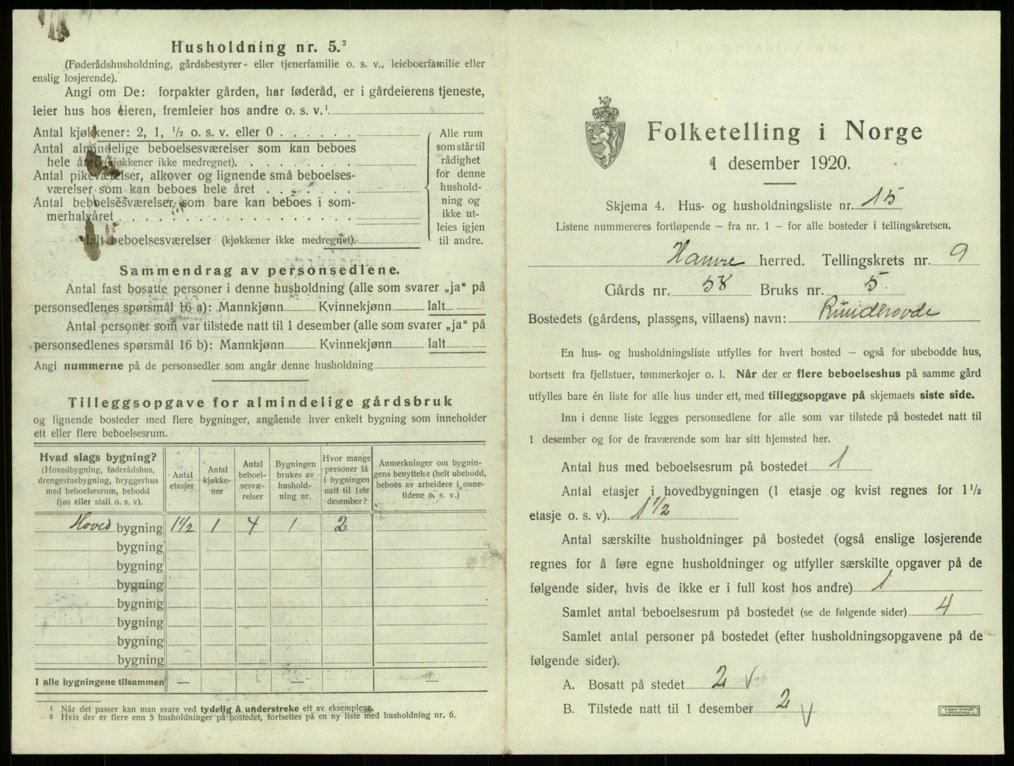 SAB, 1920 census for Hamre, 1920, p. 740