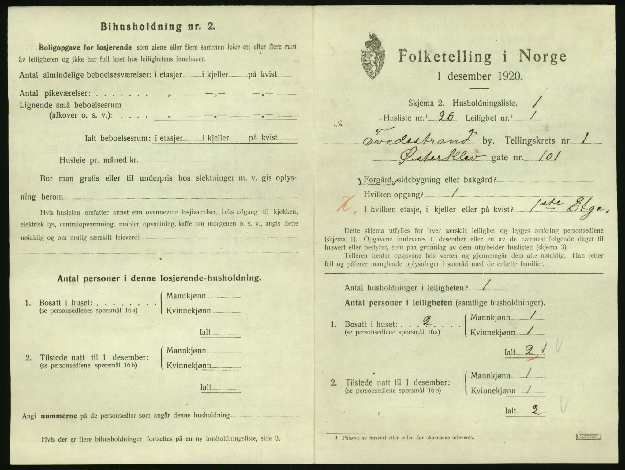 SAK, 1920 census for Tvedestrand, 1920, p. 669