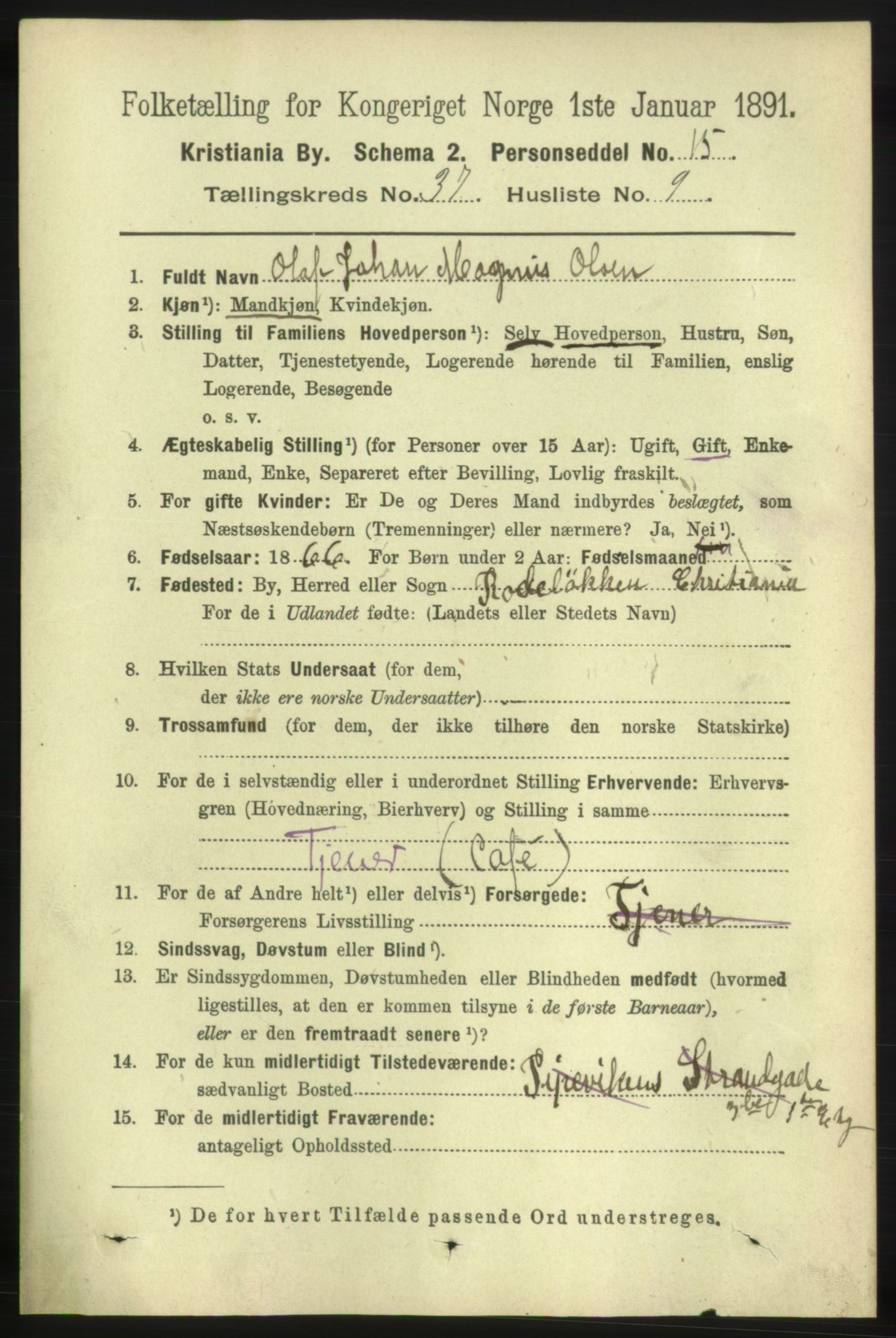 RA, 1891 census for 0301 Kristiania, 1891, p. 20679