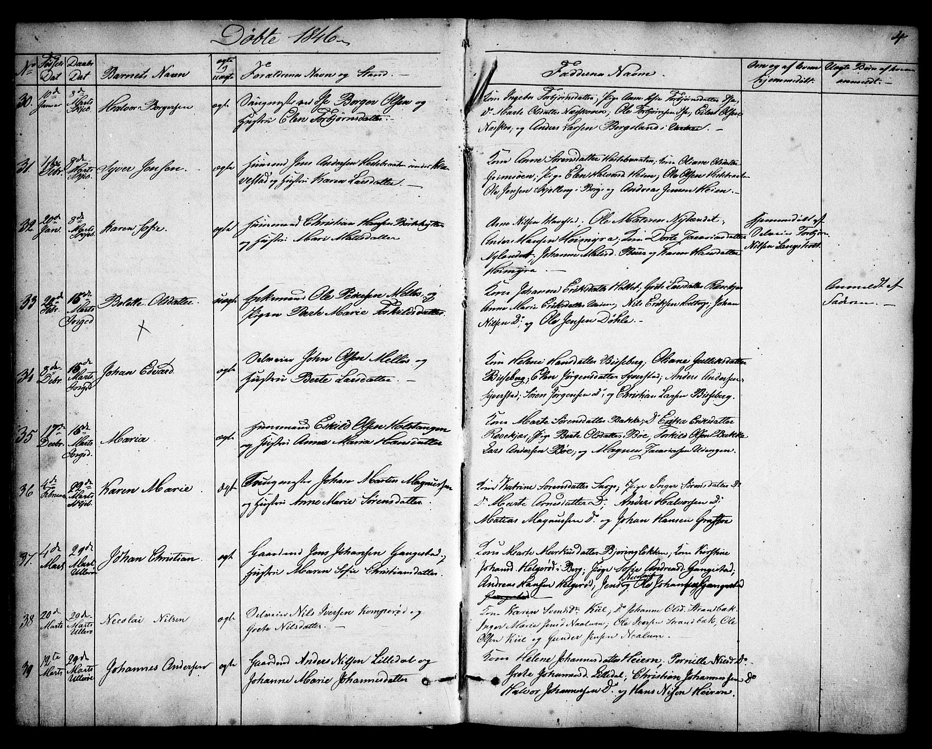 Skjeberg prestekontor Kirkebøker, AV/SAO-A-10923/F/Fa/L0006: Parish register (official) no. I 6, 1846-1858, p. 4
