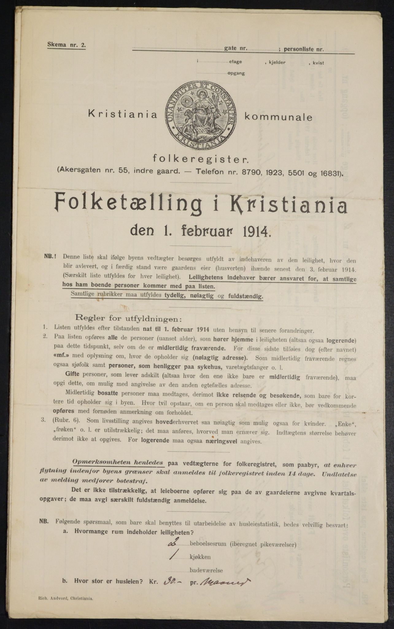 OBA, Municipal Census 1914 for Kristiania, 1914, p. 57705