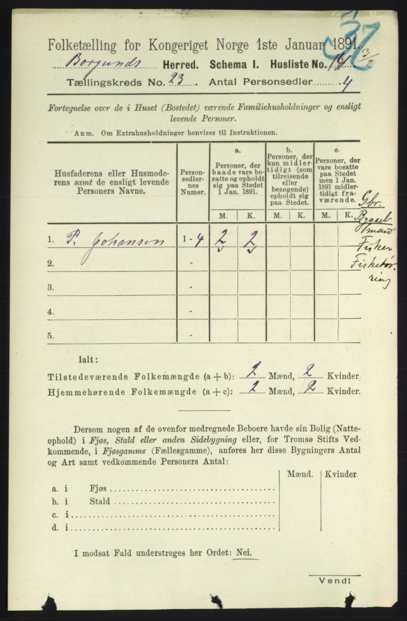 RA, 1891 census for 1531 Borgund, 1891, p. 6958