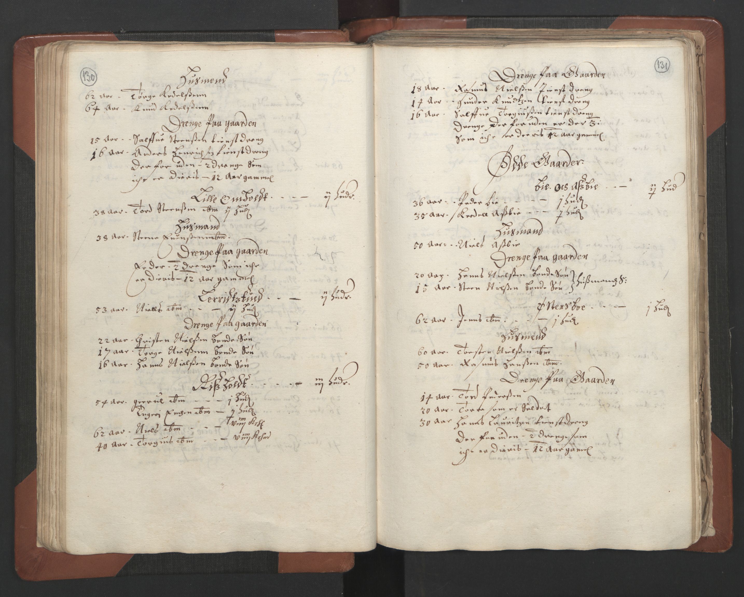 RA, Bailiff's Census 1664-1666, no. 7: Nedenes fogderi, 1664-1666, p. 130-131