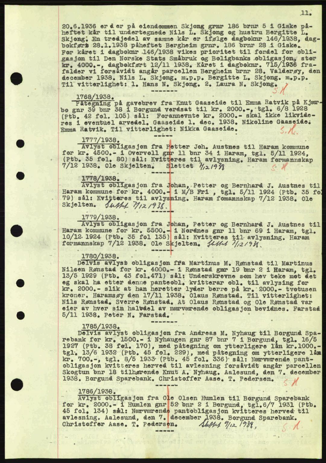 Nordre Sunnmøre sorenskriveri, SAT/A-0006/1/2/2C/2Ca: Mortgage book no. B1-6, 1938-1942, Diary no: : 1768/1938