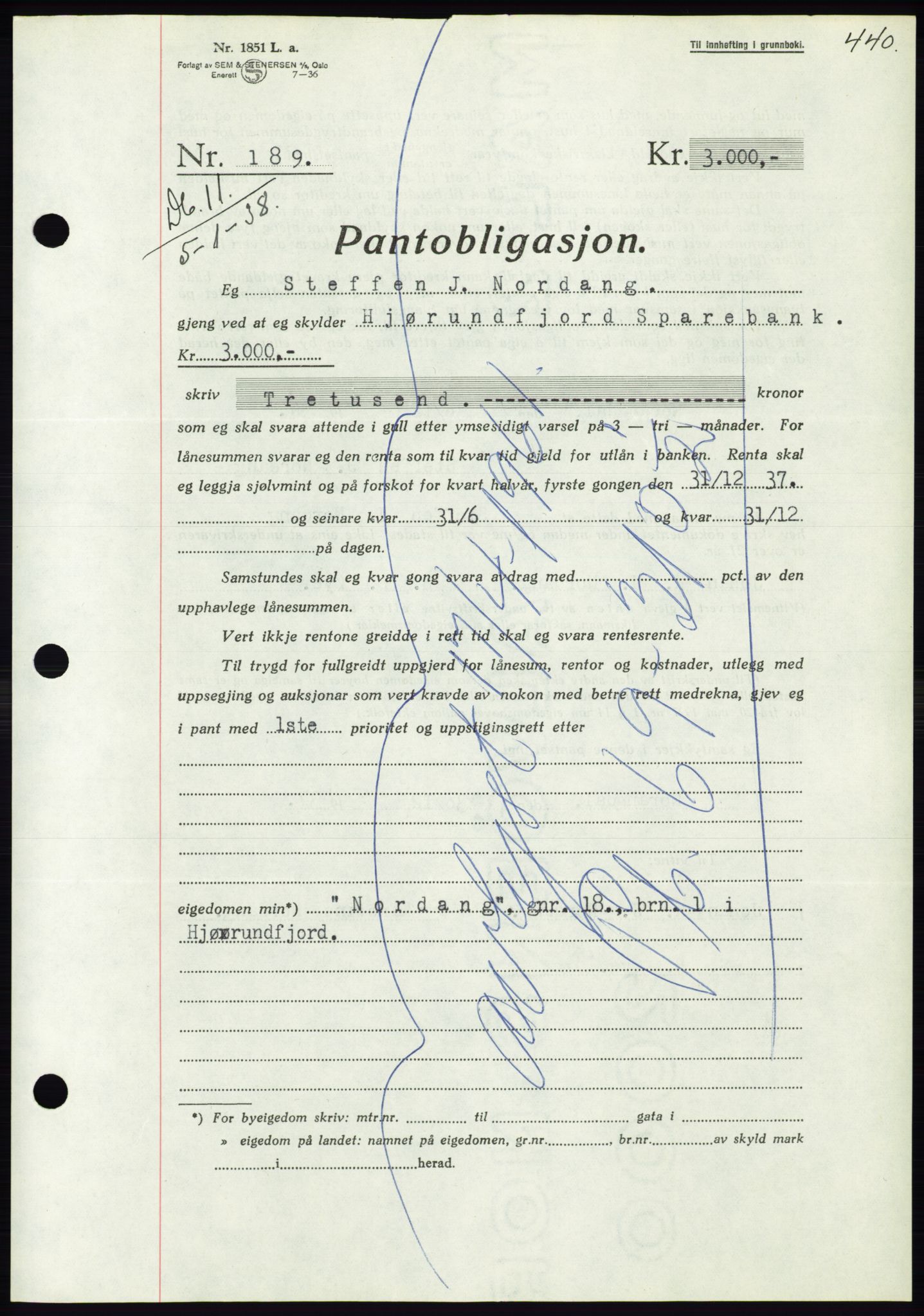 Søre Sunnmøre sorenskriveri, AV/SAT-A-4122/1/2/2C/L0064: Mortgage book no. 58, 1937-1938, Diary no: : 11/1938