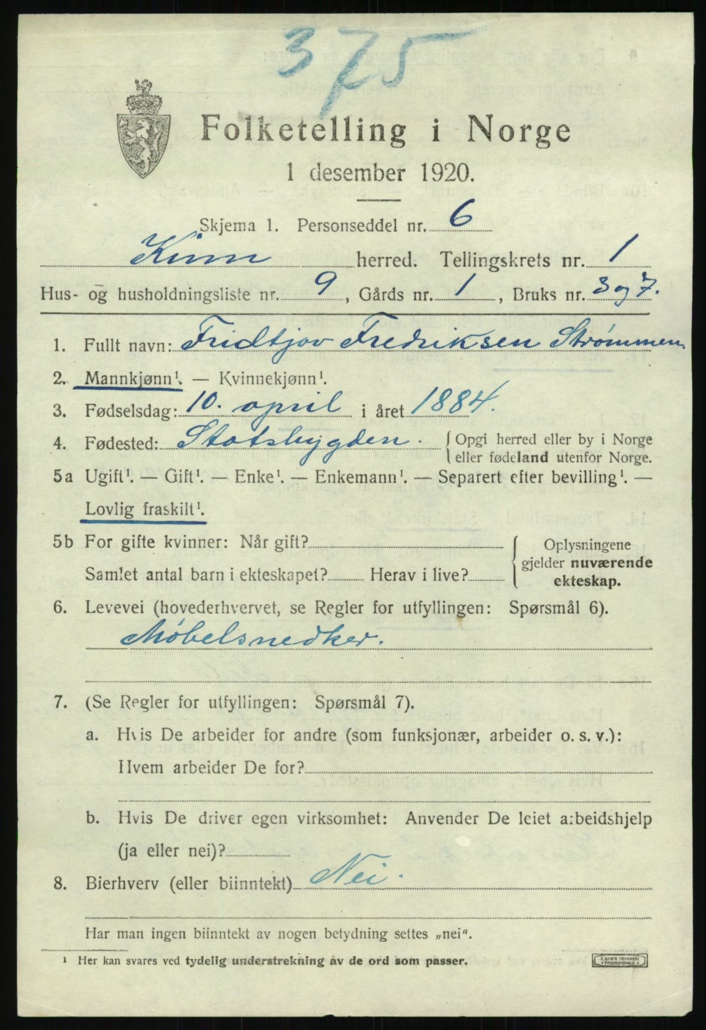 SAB, 1920 census for Kinn, 1920, p. 1931