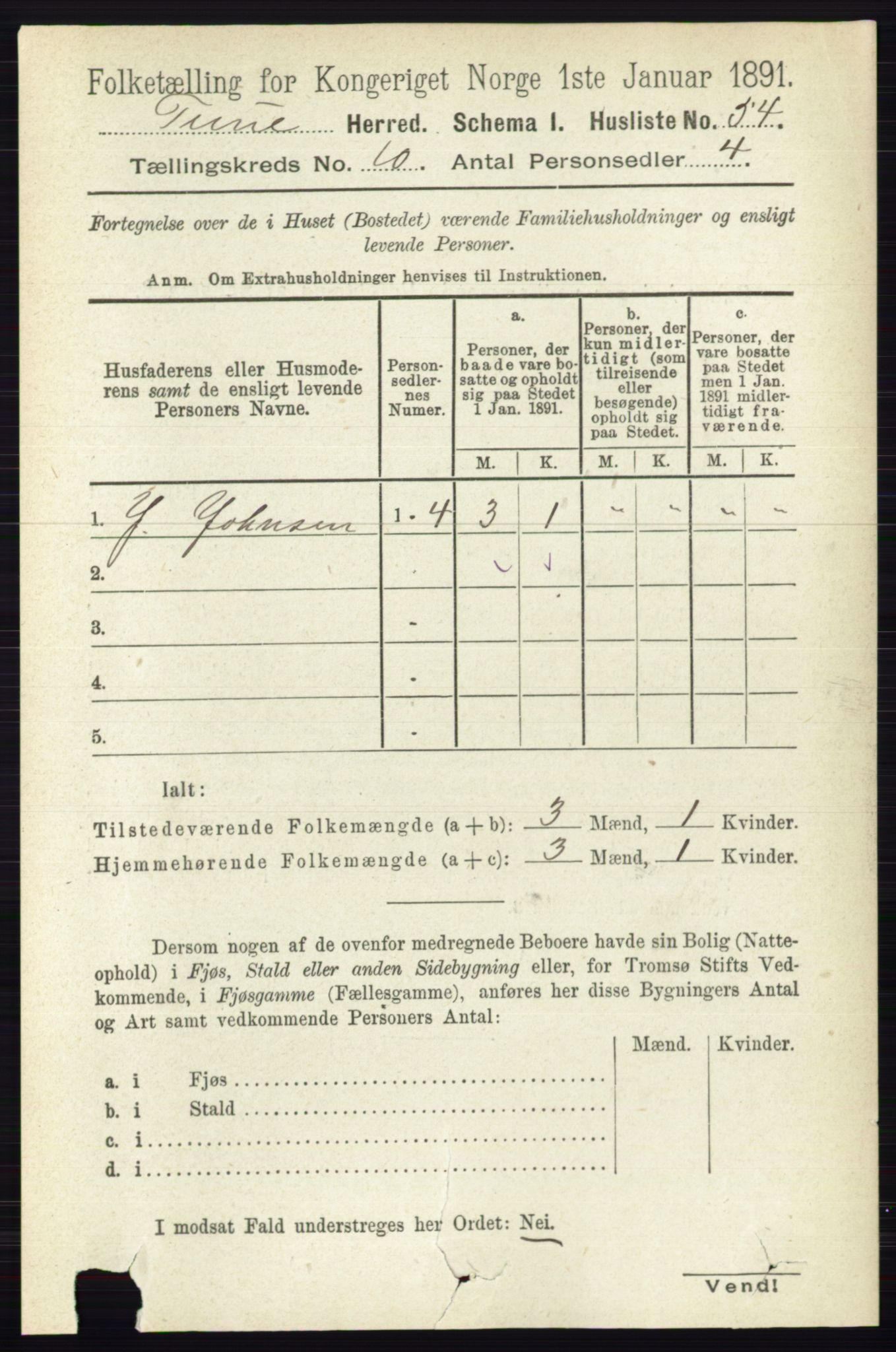 RA, 1891 census for 0130 Tune, 1891, p. 6558