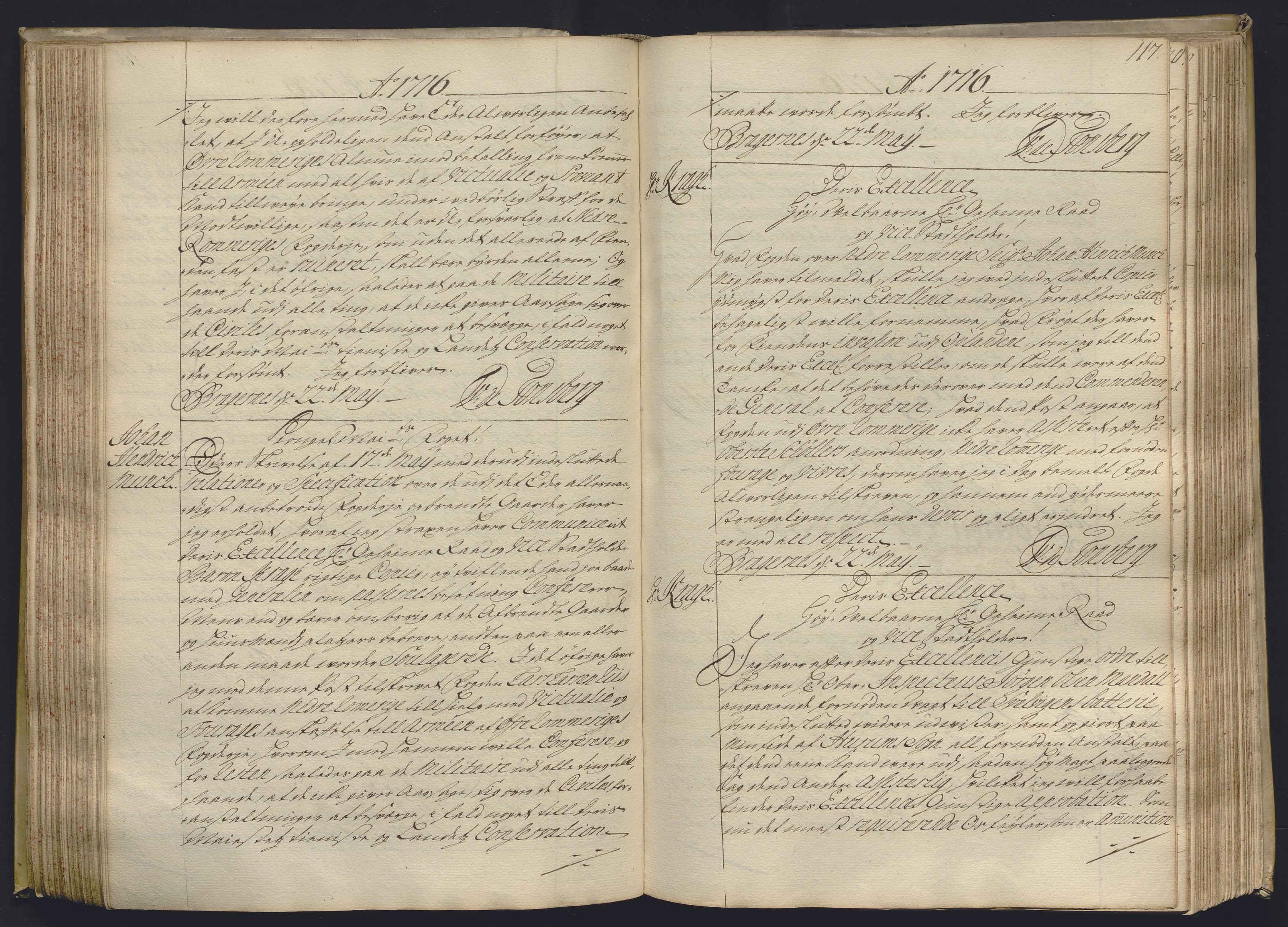 Kristiania stiftamt, AV/SAO-A-10386/B/Ba/L0004: Kopibok, 1715-1717, p. 116b-117a