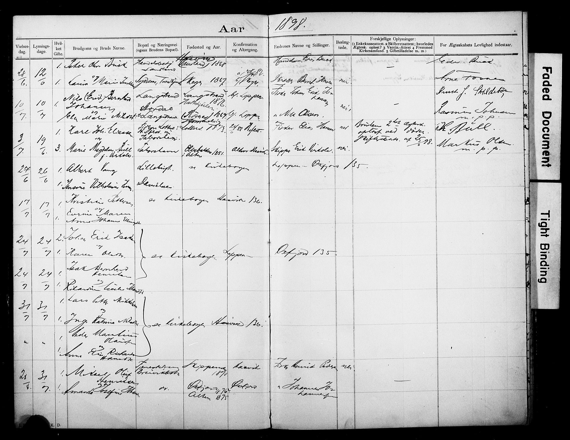 Loppa sokneprestkontor, AV/SATØ-S-1339/I/Ib/L0047: Banns register no. 47, 1897-1919