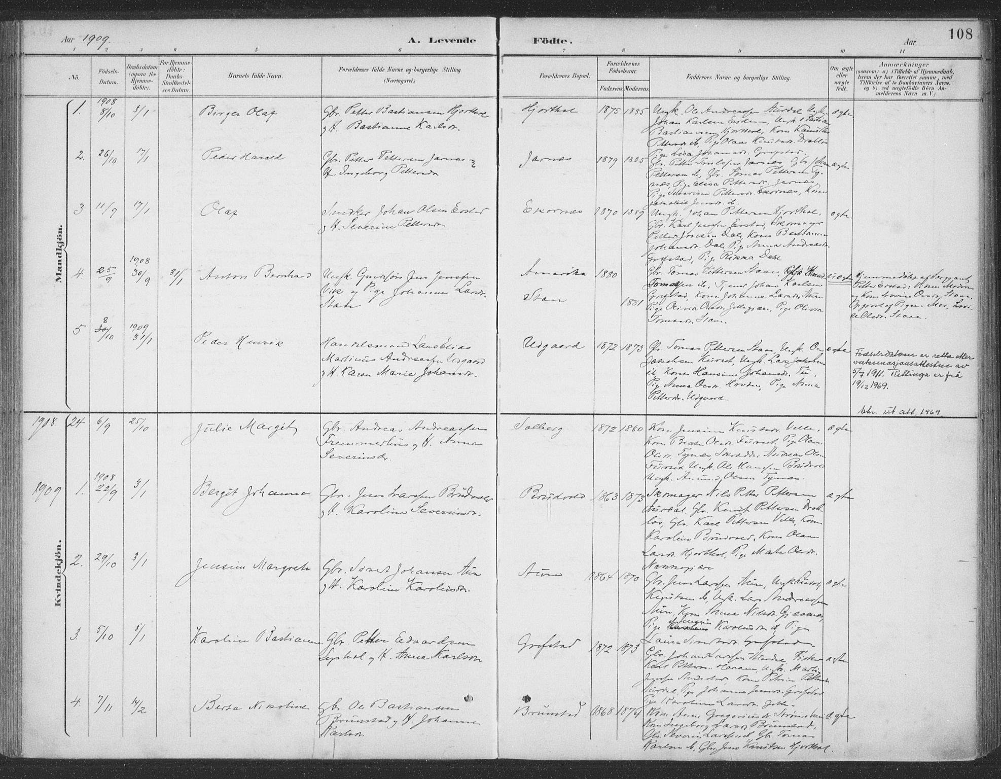 Ministerialprotokoller, klokkerbøker og fødselsregistre - Møre og Romsdal, AV/SAT-A-1454/523/L0335: Parish register (official) no. 523A02, 1891-1911, p. 108