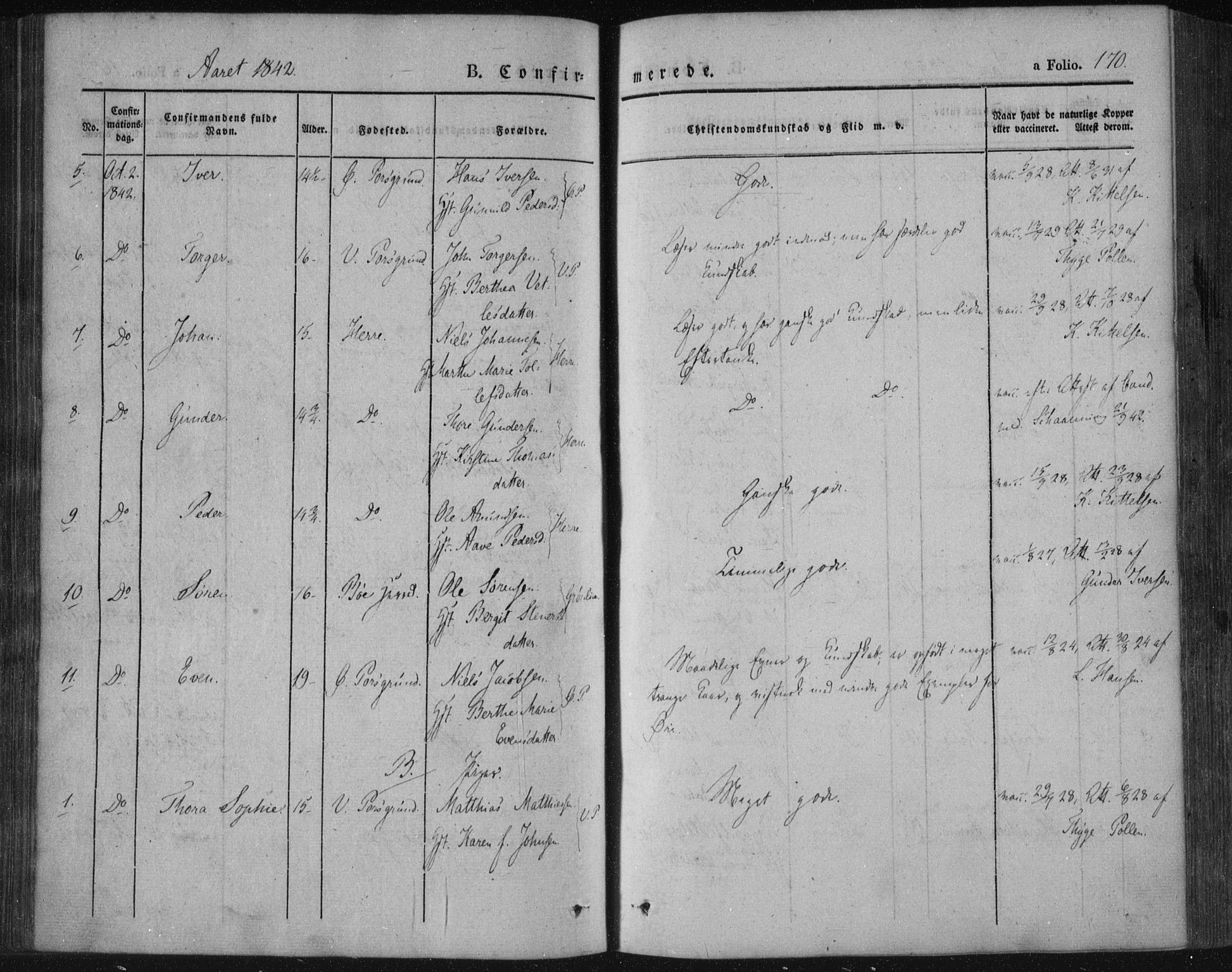 Porsgrunn kirkebøker , AV/SAKO-A-104/F/Fa/L0006: Parish register (official) no. 6, 1841-1857, p. 170