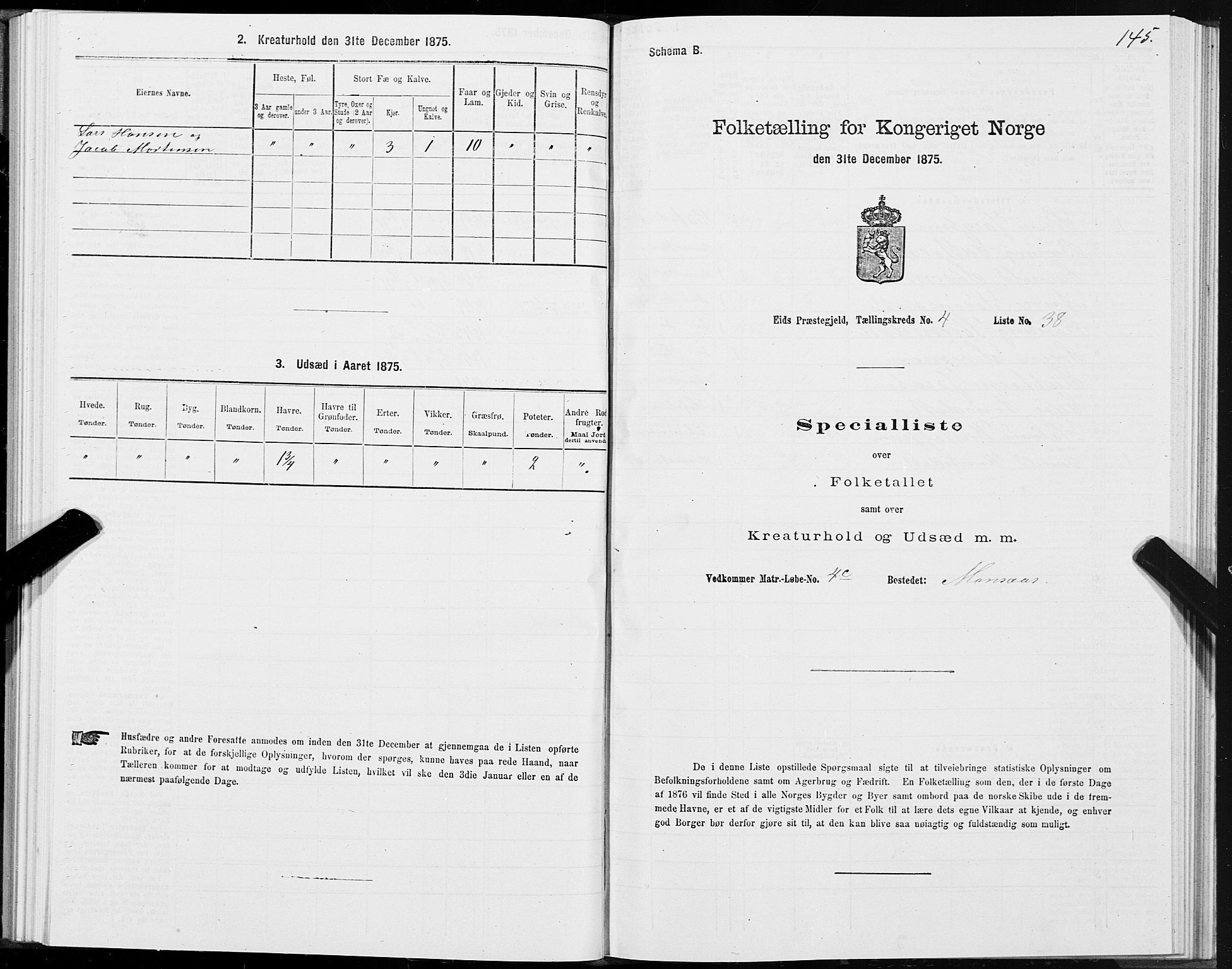 SAT, 1875 census for 1538P Eid, 1875, p. 2145