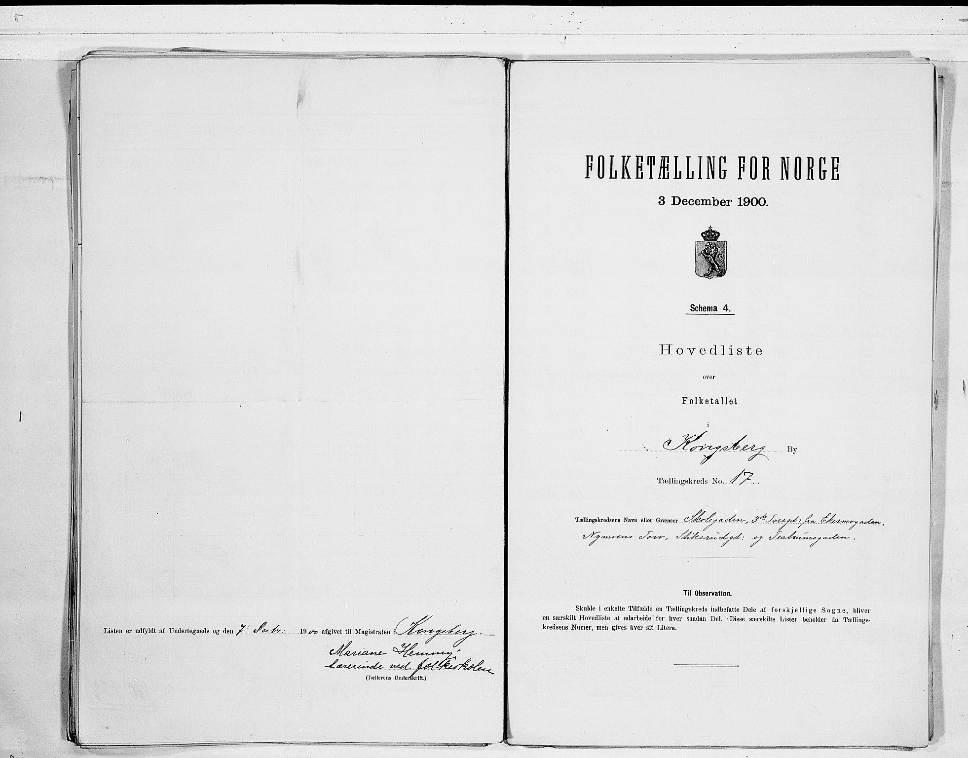 RA, 1900 census for Kongsberg, 1900, p. 36