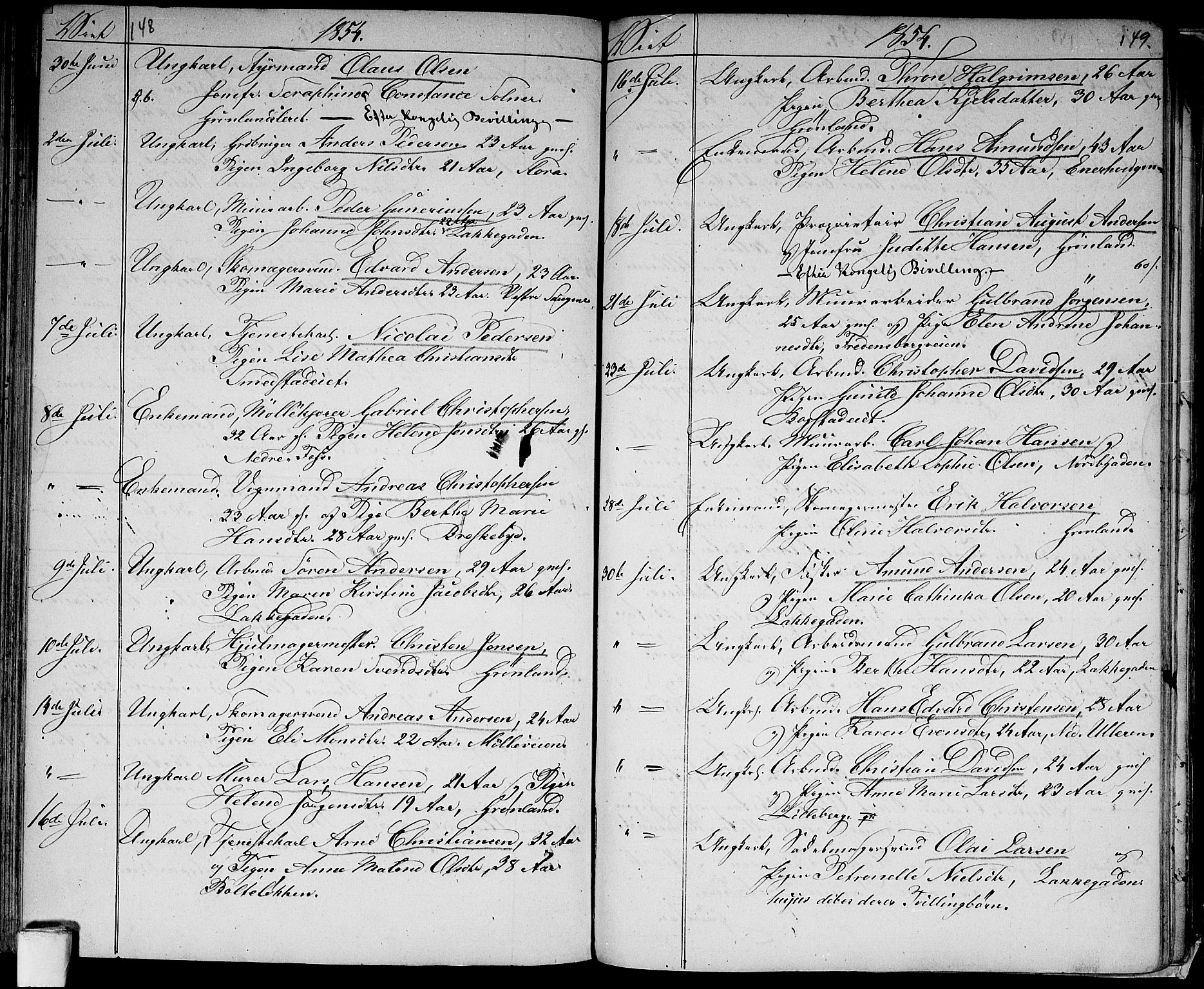 Aker prestekontor kirkebøker, AV/SAO-A-10861/G/L0011: Parish register (copy) no. 11, 1846-1859, p. 148-149