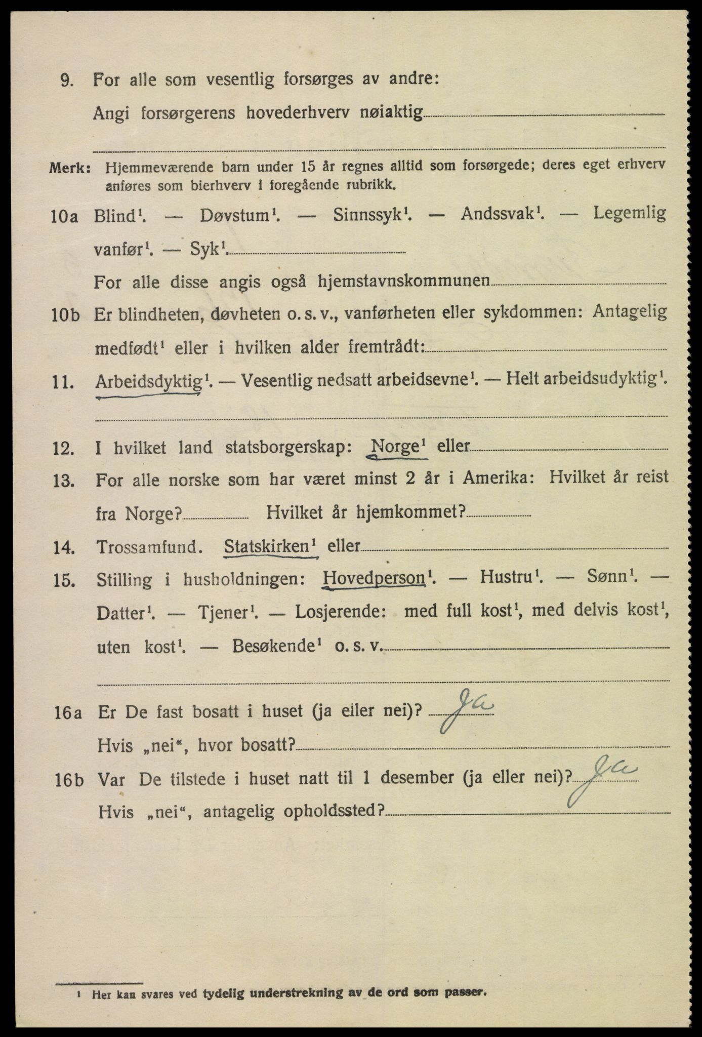 SAK, 1920 census for Lyngdal, 1920, p. 2392