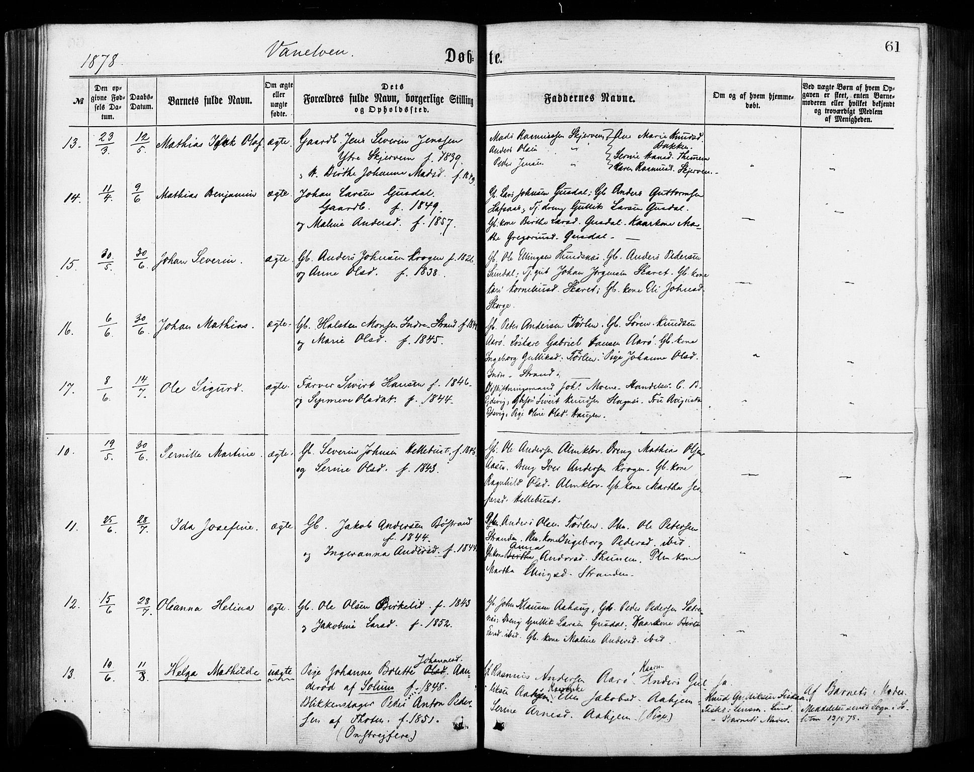 Ministerialprotokoller, klokkerbøker og fødselsregistre - Møre og Romsdal, AV/SAT-A-1454/501/L0007: Parish register (official) no. 501A07, 1868-1884, p. 61