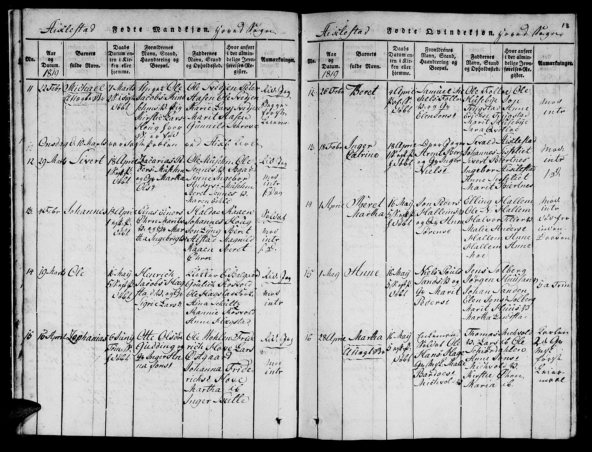 Ministerialprotokoller, klokkerbøker og fødselsregistre - Nord-Trøndelag, AV/SAT-A-1458/723/L0251: Parish register (copy) no. 723C01 /1, 1816-1831, p. 18