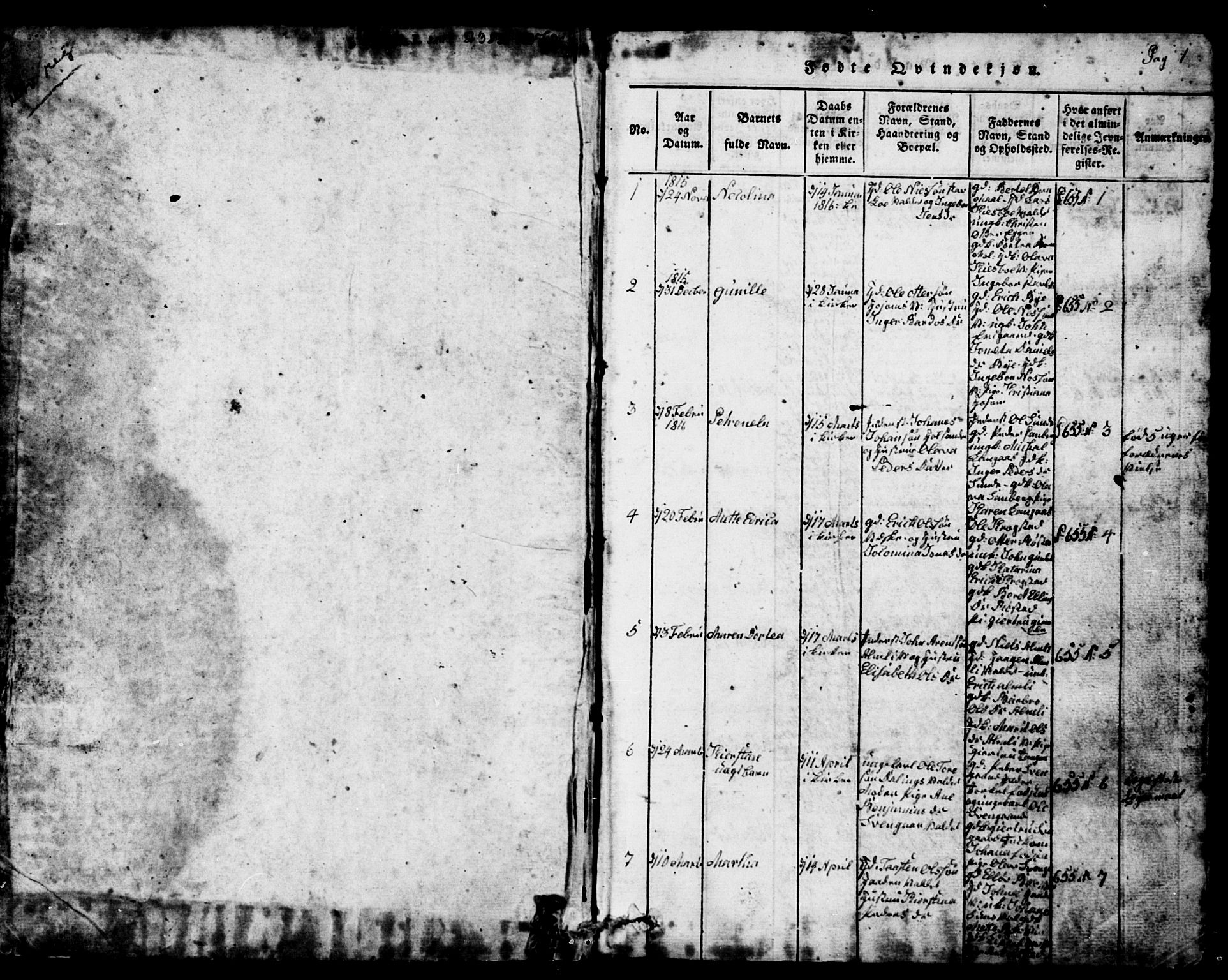 Ministerialprotokoller, klokkerbøker og fødselsregistre - Nord-Trøndelag, SAT/A-1458/717/L0169: Parish register (copy) no. 717C01, 1816-1834, p. 0-1