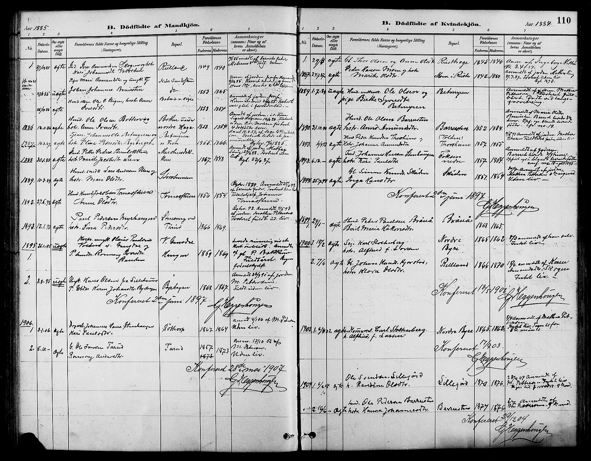 Nord-Fron prestekontor, SAH/PREST-080/H/Ha/Hab/L0004: Parish register (copy) no. 4, 1884-1914, p. 110