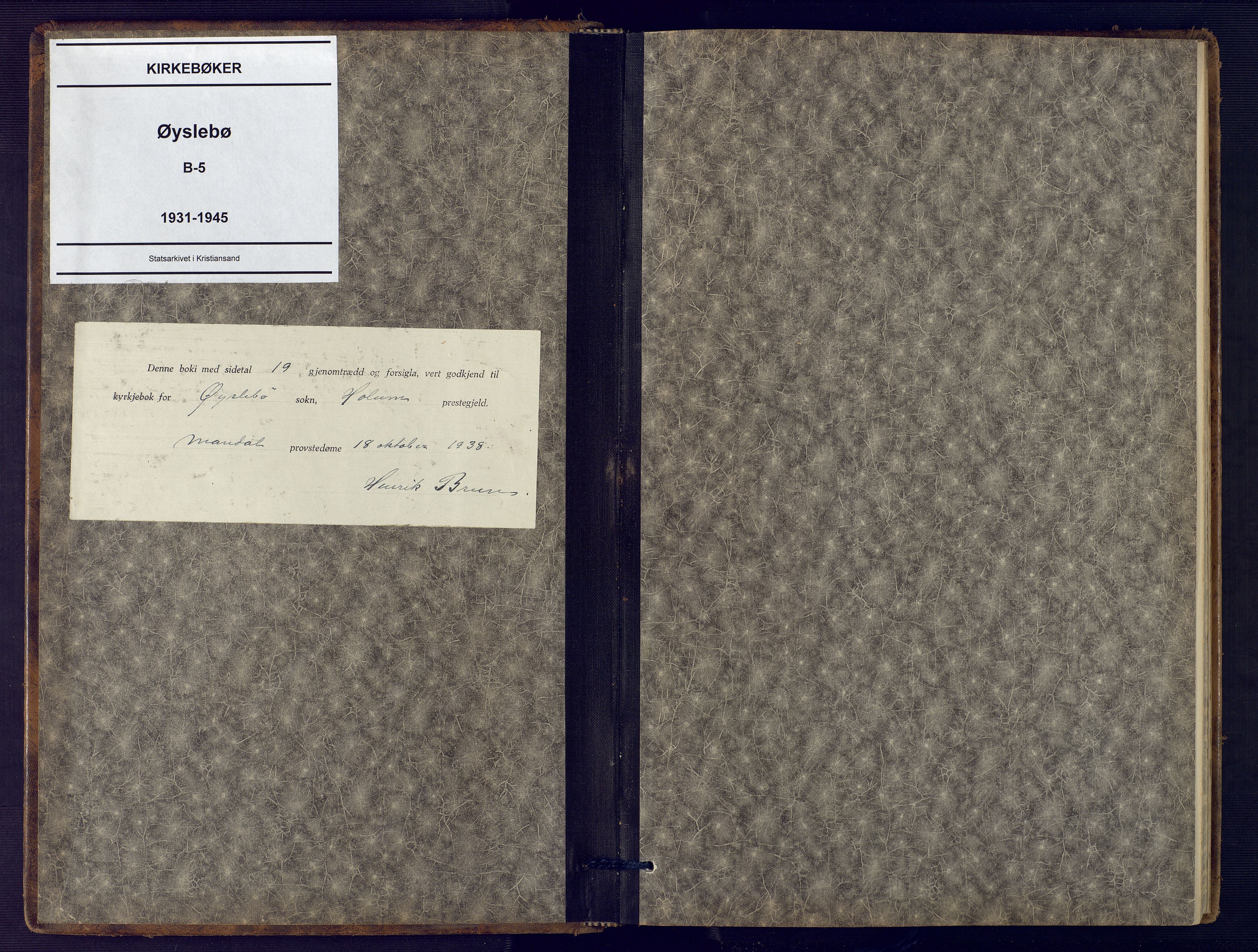 Holum sokneprestkontor, SAK/1111-0022/F/Fb/Fbc/L0005: Parish register (copy) no. B 5, 1931-1945